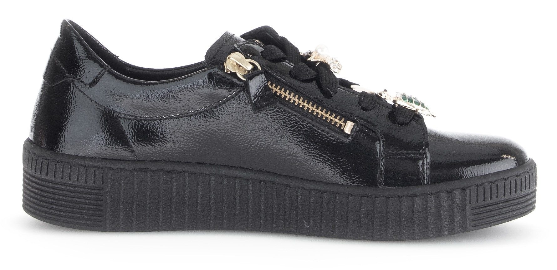 Gabor Plateausneakers , vrijetijdsschoen, lage schoen, veterschoenen met edele sier-diermotieven