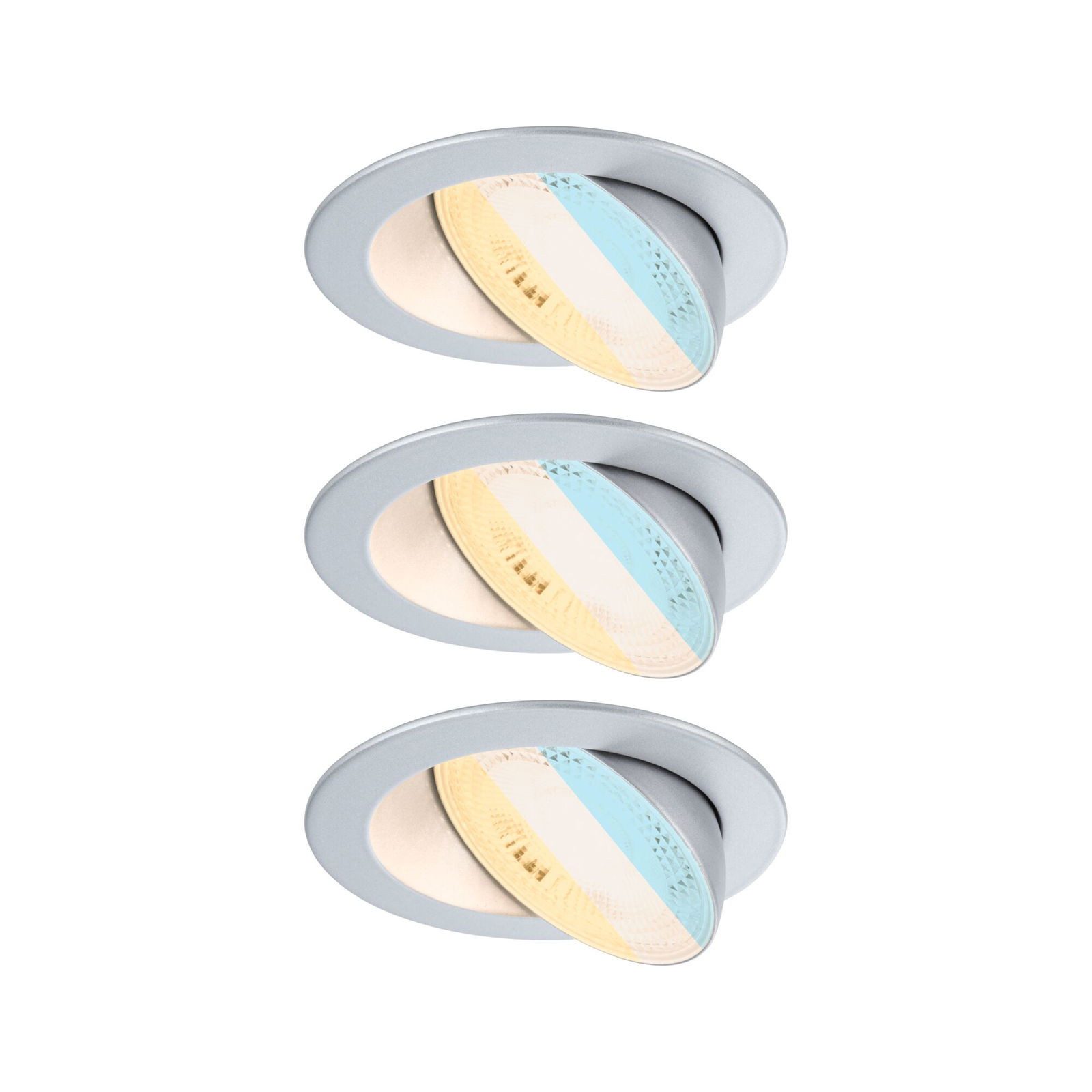 Paulmann Ledinbouwlamp LED inbouwlamp White Select Aumus 3-pack 5W 700lm 2300V 2700 - 6500K Geheugenfunctie, meerdere helderheidsniveaus, kleurwisselaar, kleurregeling (3 stuks)