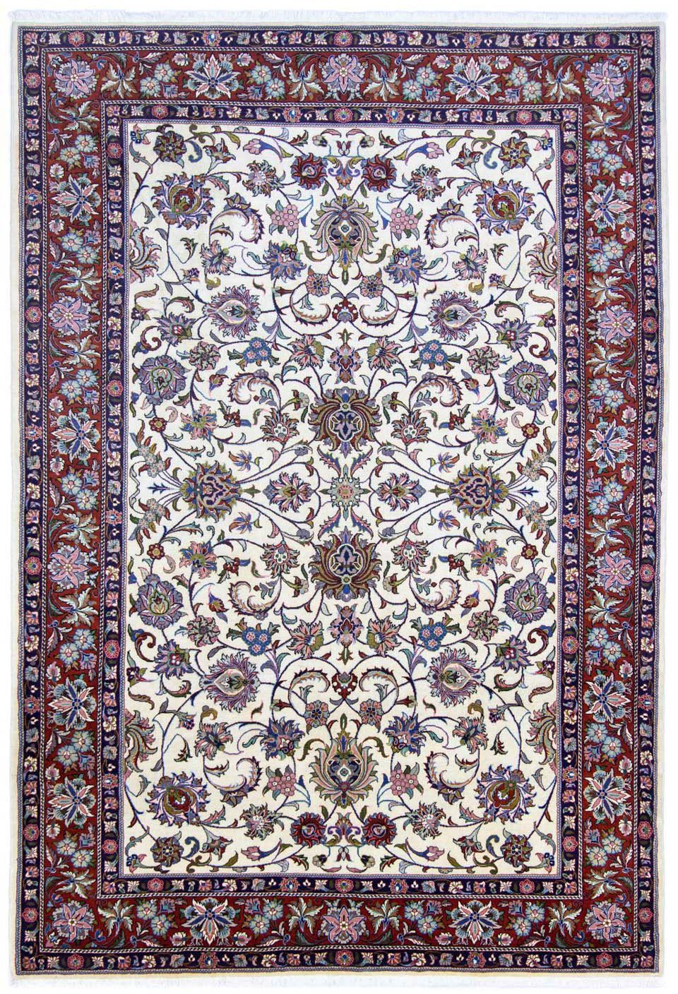 morgenland Wollen kleed Sarough geheel gedessineerd Bianco naturale 303 x 203 cm Uniek exemplaar met certificaat