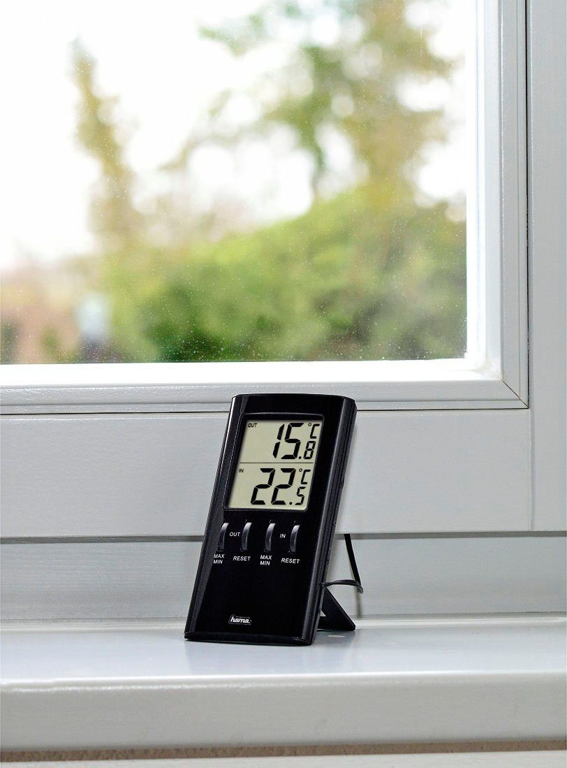 Hama Weerstation LCD-thermometer "T-350", zwart met buitensensor