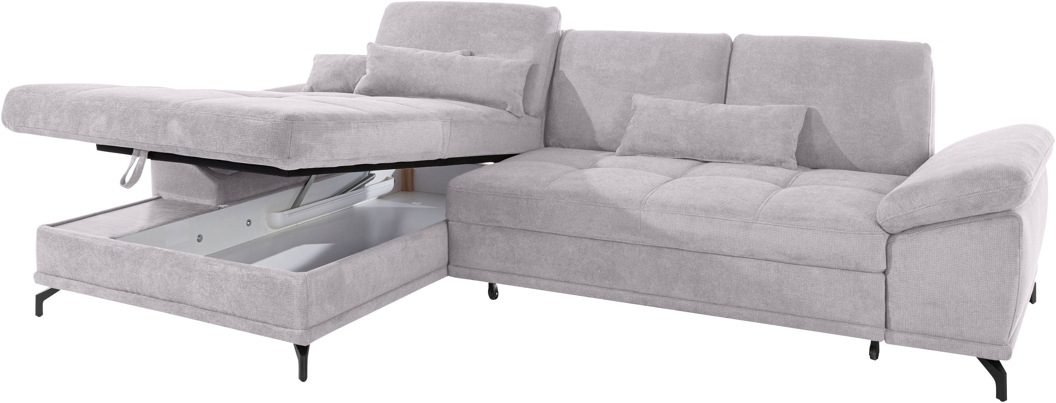 Places of Style Hoekbank Costello L-vorm, met zitdiepteverstelling, armleuningverstelling en
