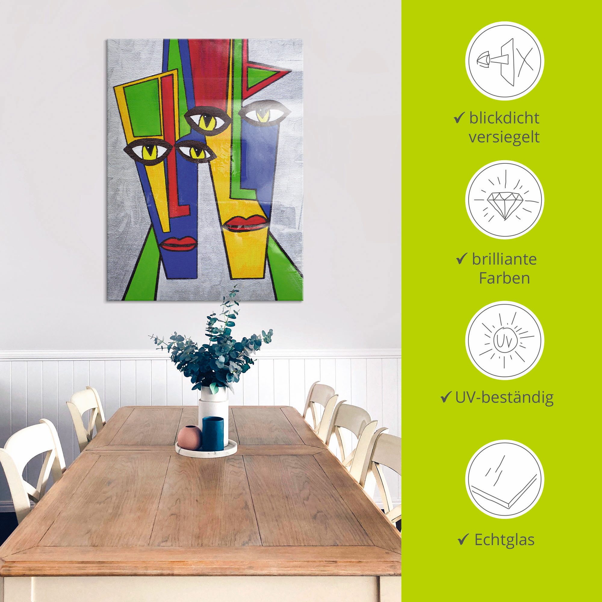 Artland Print op glas Portret in verschillende maten