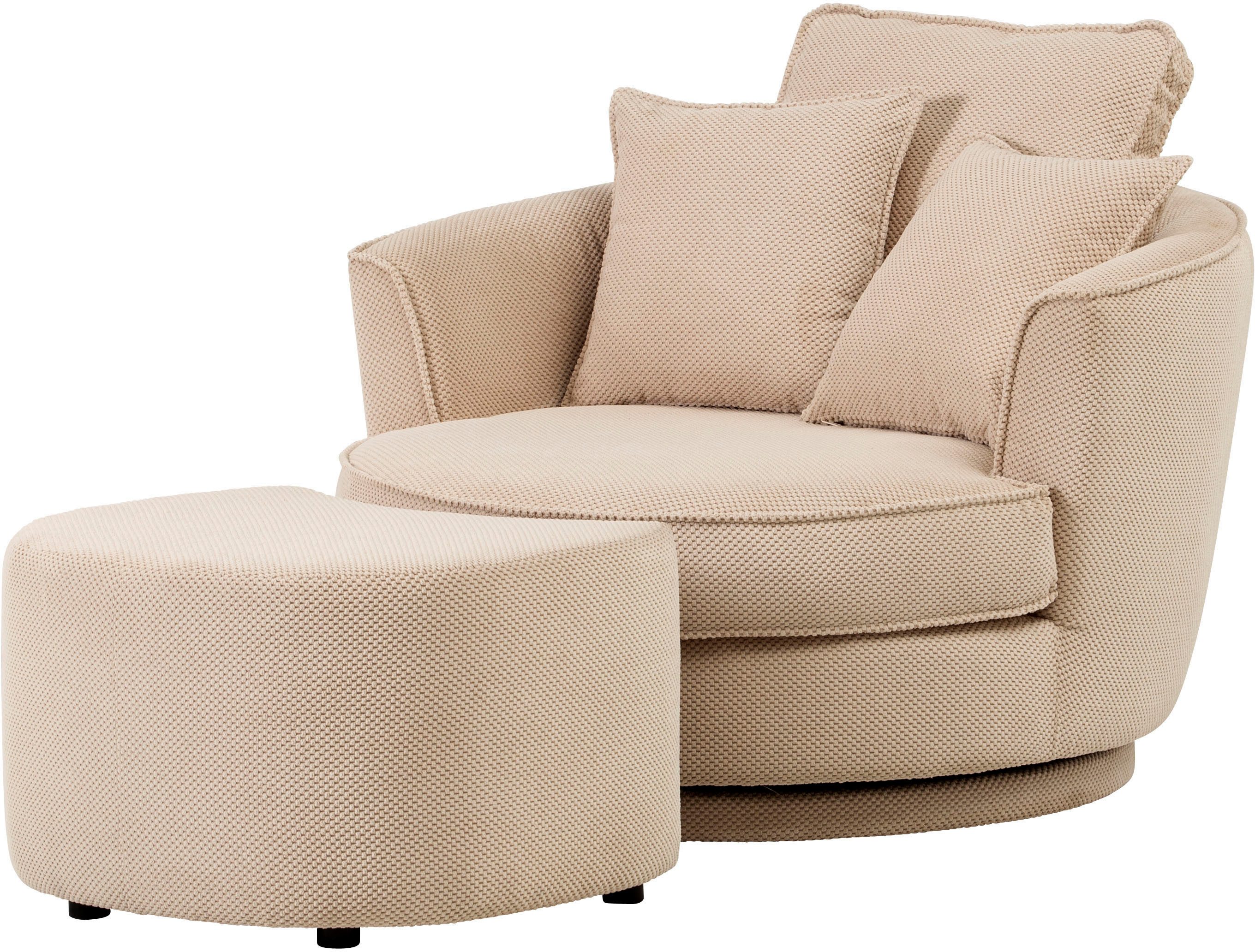 Leonique Draaibare fauteuil MAISIE, Love Seat XXL leesfauteuil, grote fauteuil met poef(2 stuks)