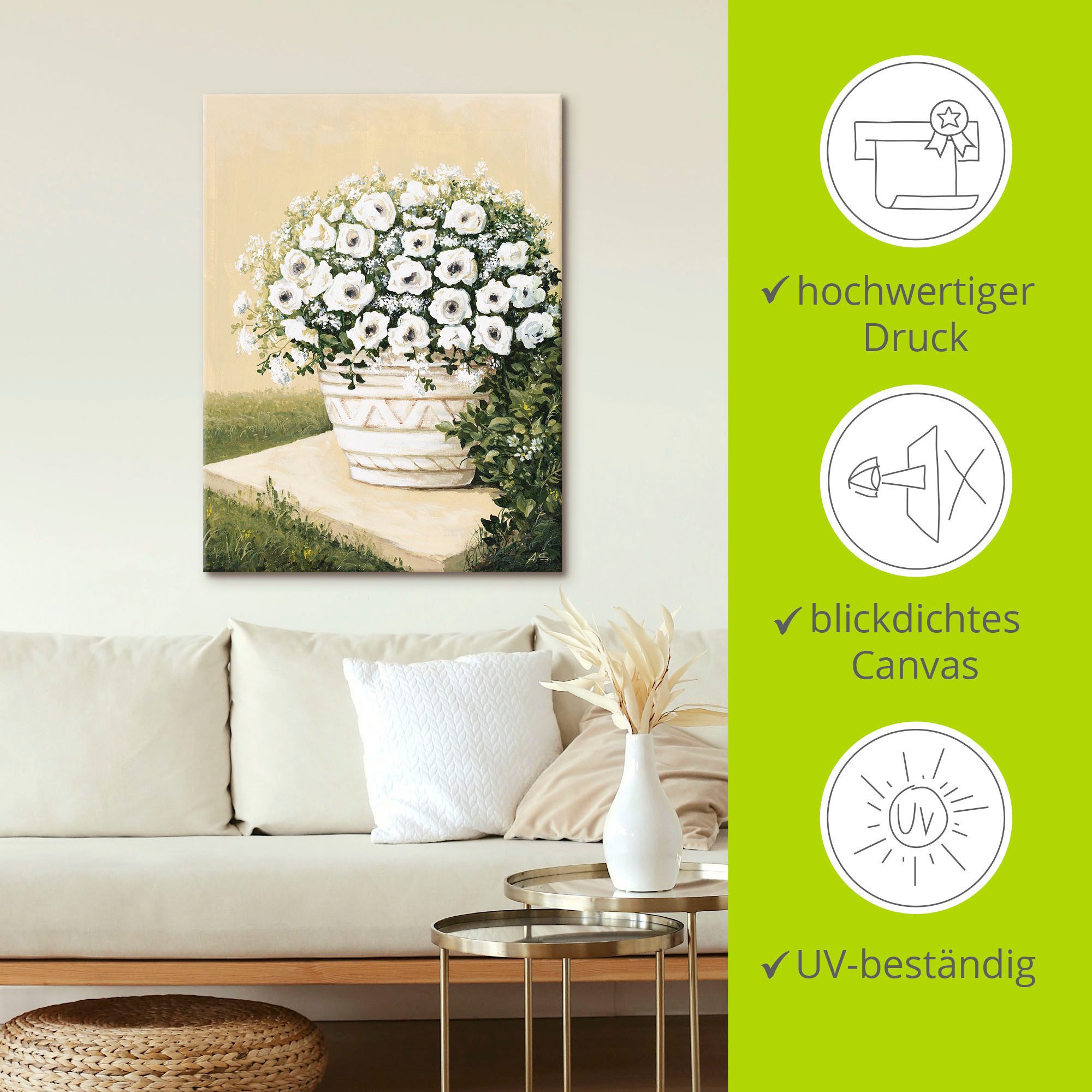 Artland Artprint op linnen Bloempot II gespannen op een spieraam
