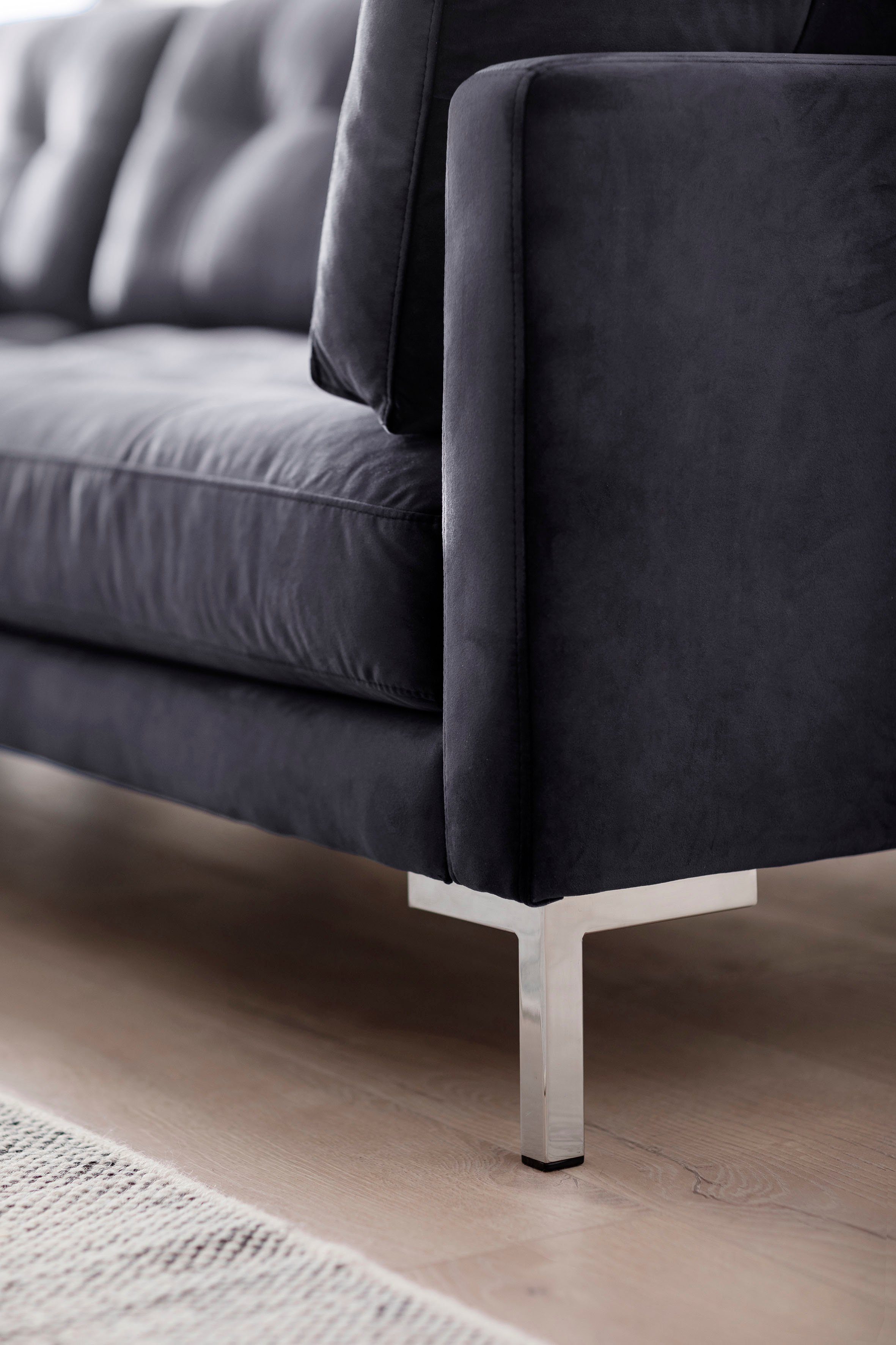 Trends by HG Hoekbank Landau L-vorm in cordstof met metalen voet