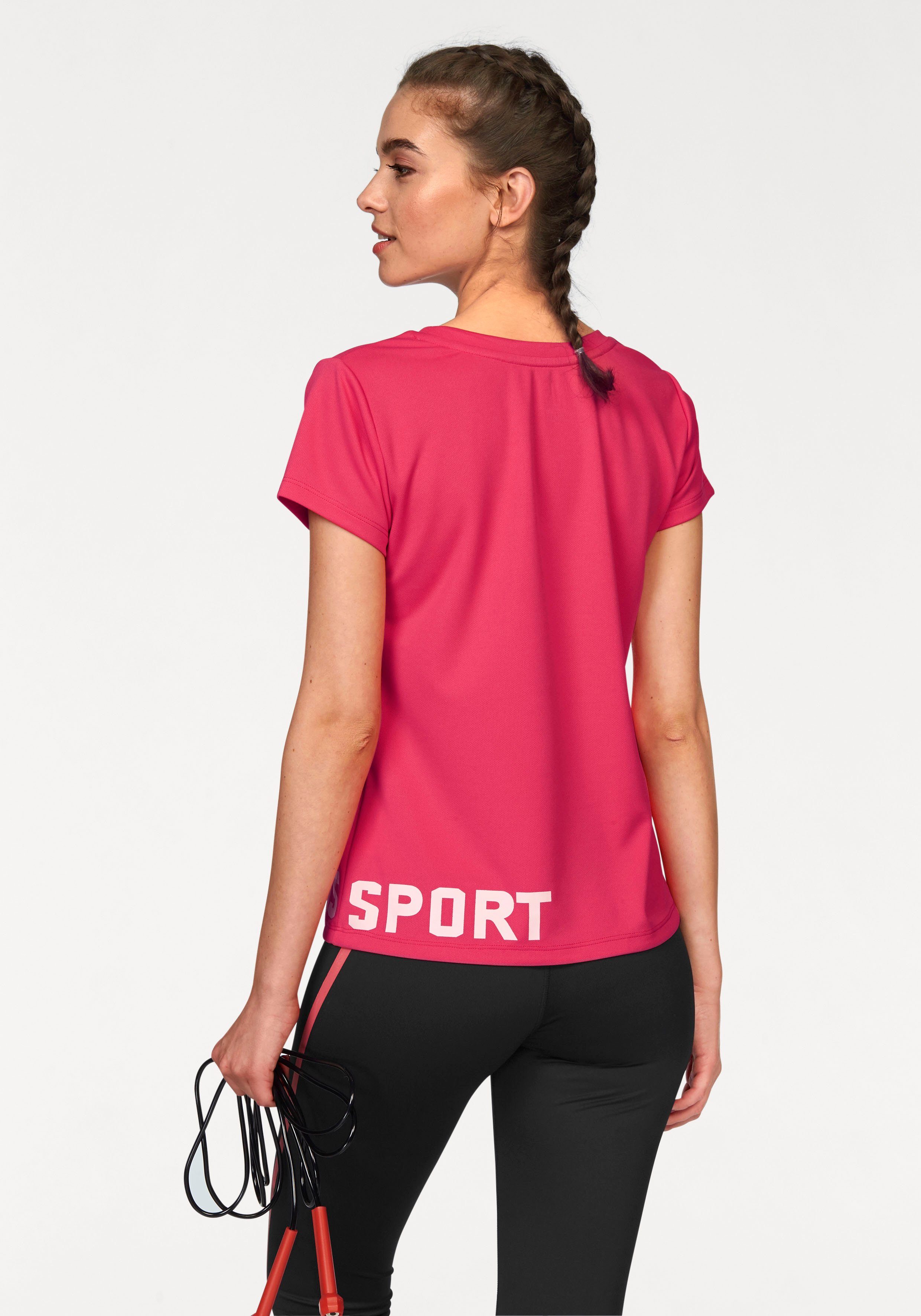 H.I.S Functioneel shirt figuuraccentuerende snit, sportieve look, met trendy logoprint (Set van 2)