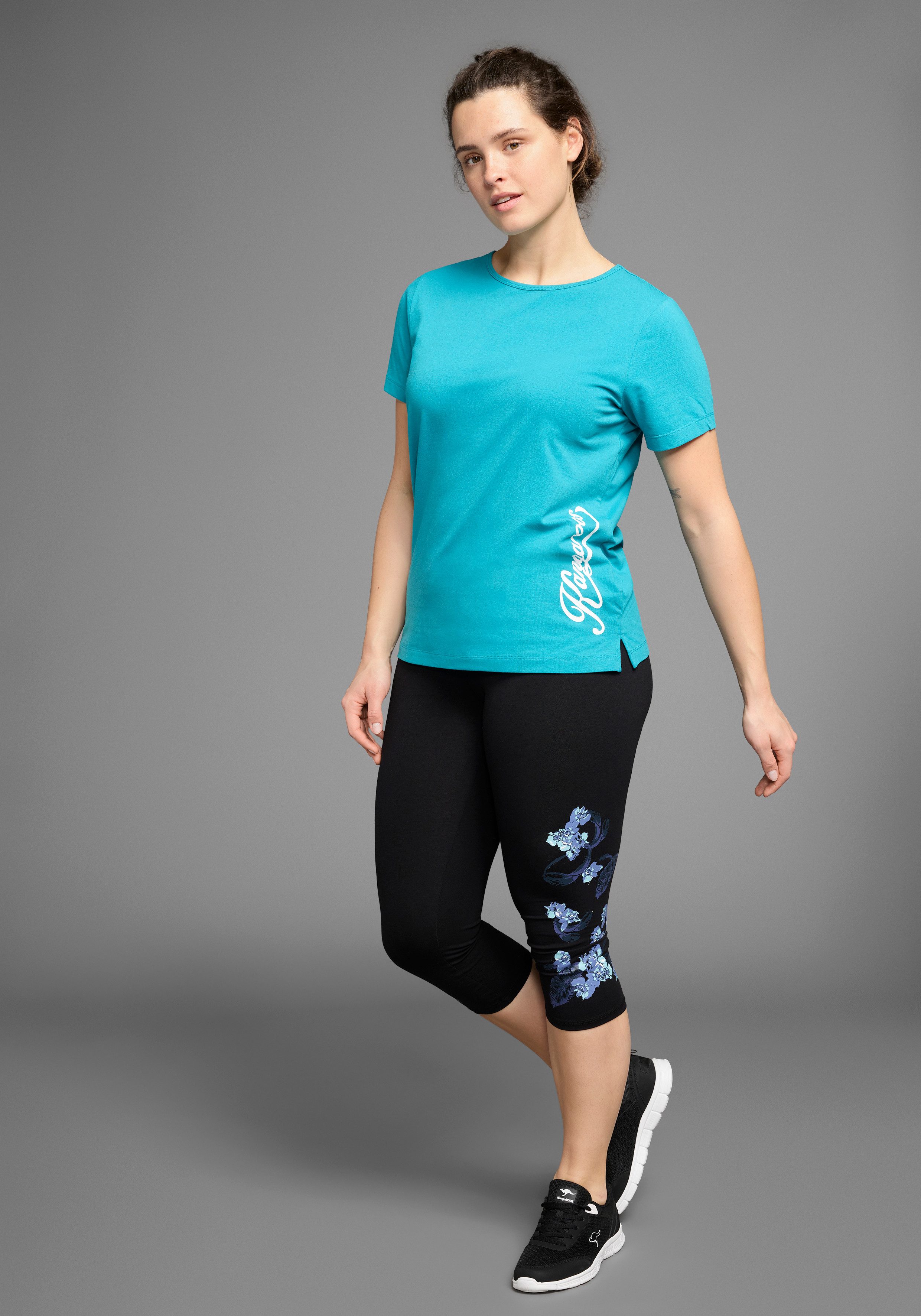 KangaROOS T-shirt Korte mouwen, figuurvolgend, effen, ronde hals, casual