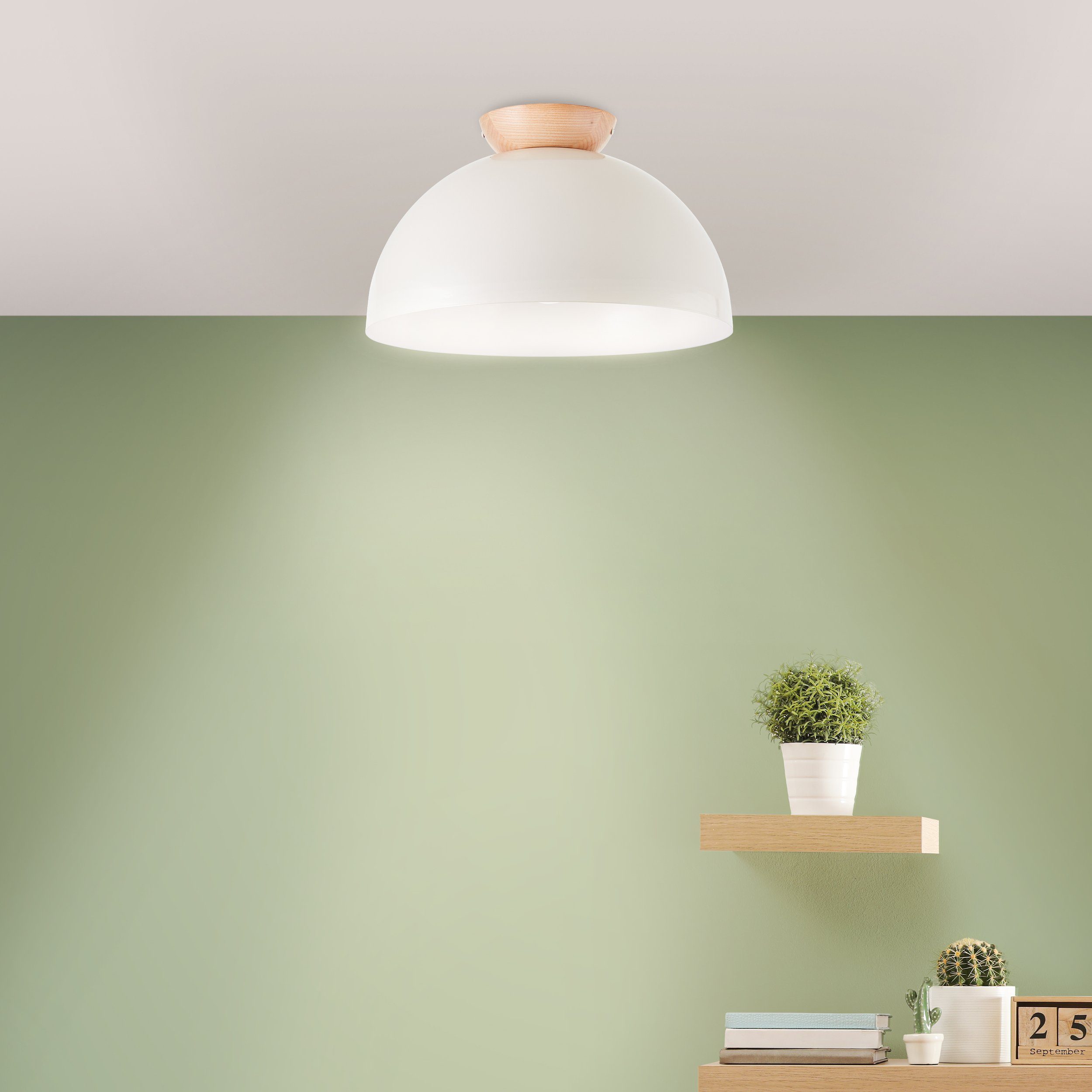 Brilliant Leuchten Plafondlamp Nalam 21 x 35 cm, 1 x e27, metaal/hout, grijs (1 stuk)