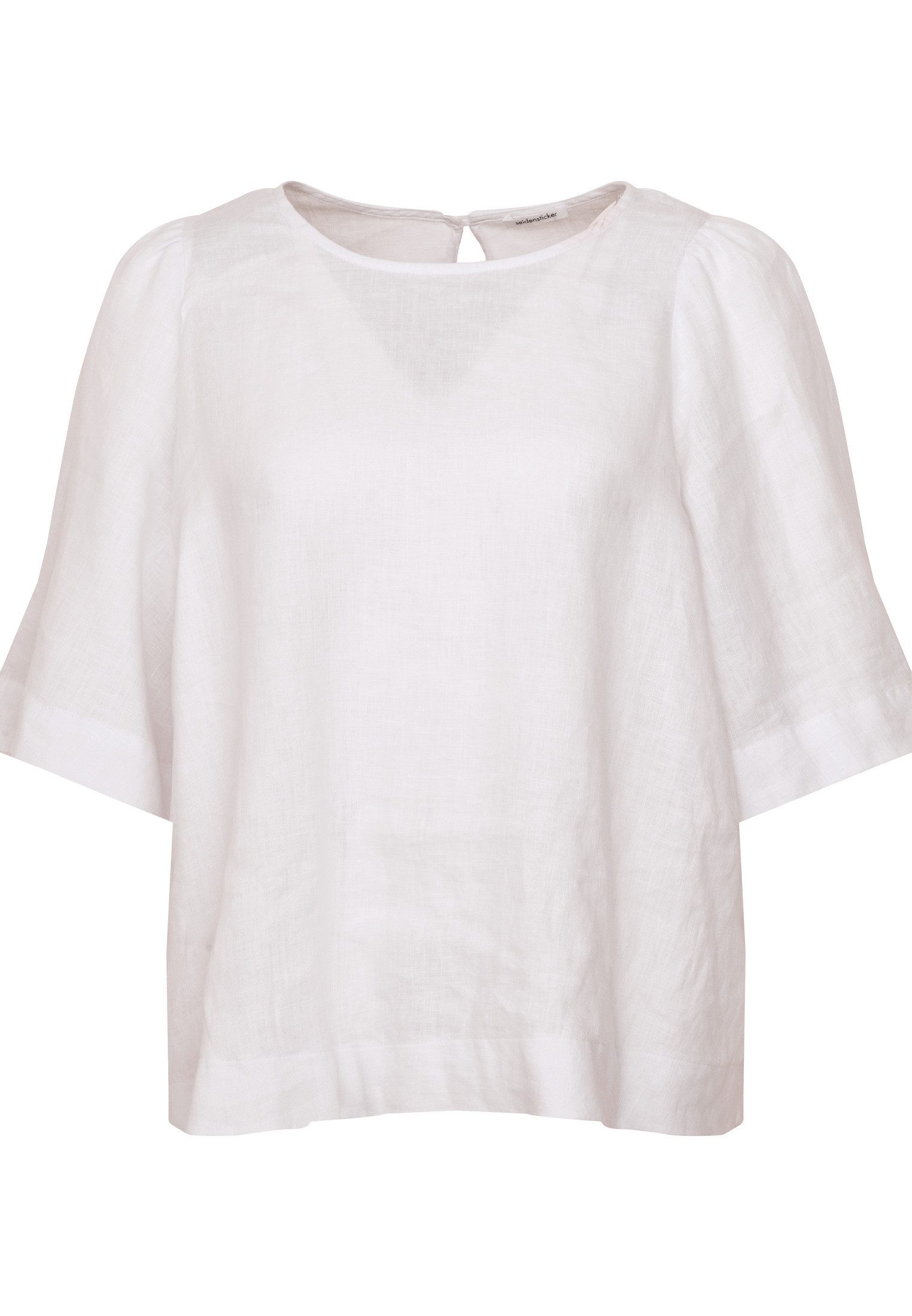 seidensticker Shirtblouse Zwarte roos Korte mouwen ronde hals uni