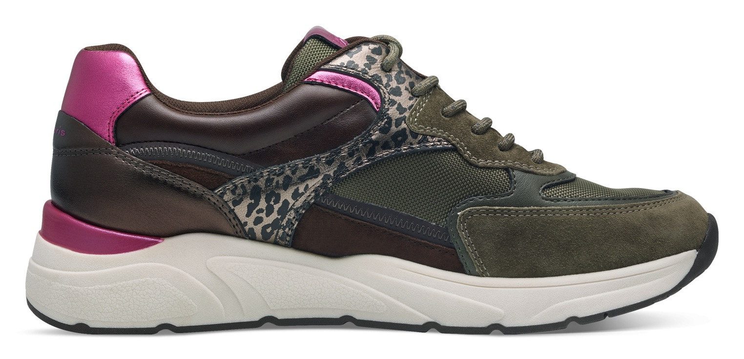Tamaris Sneakers met sleehak lage schoen, veterschoen, vrijetijdsschoen met contrastafwerkingen