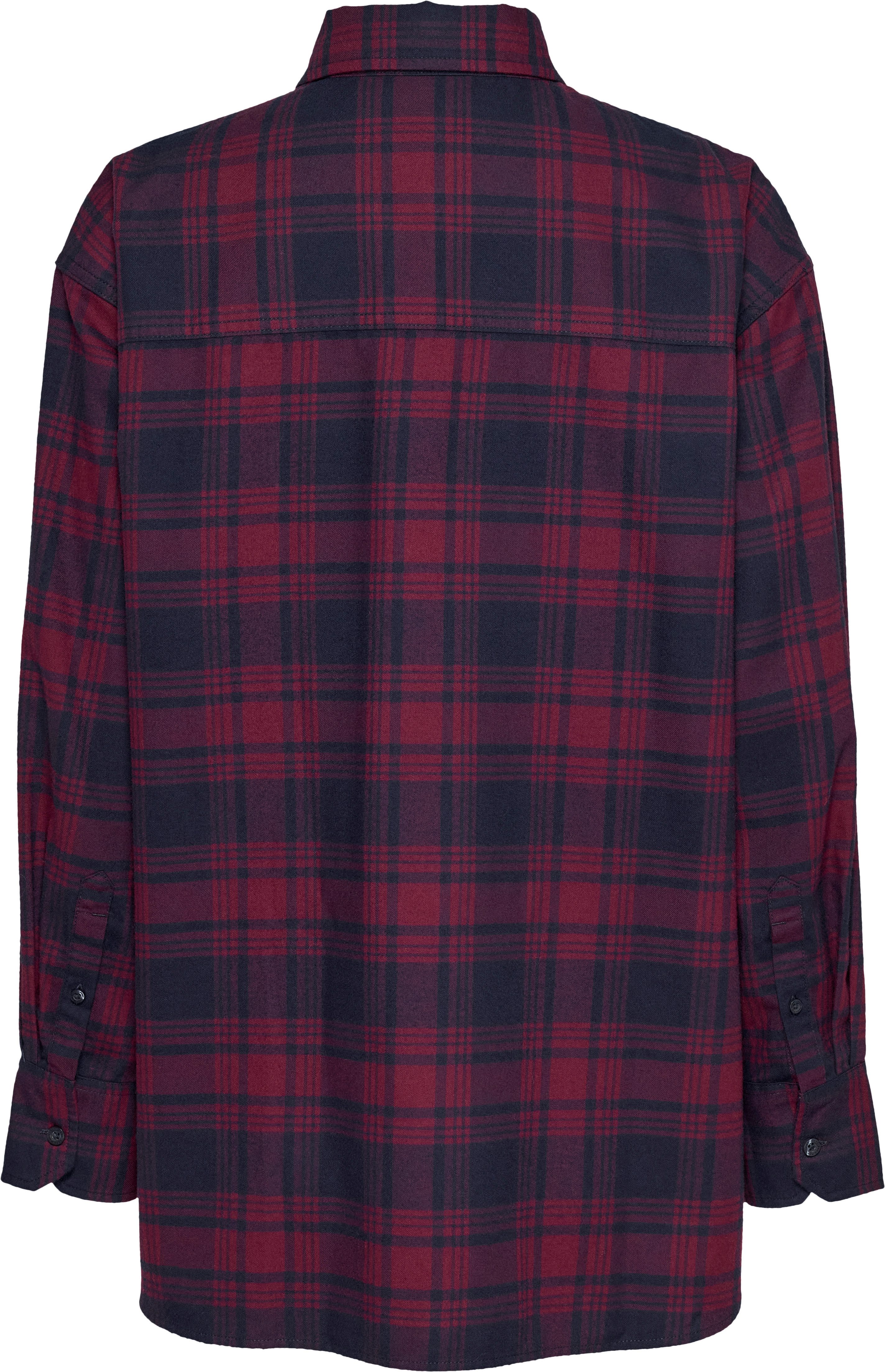 Tommy Jeans Curve Overhemdblouse TJW RLX TARTAN CHECK SHIRT EXT in grote maten met logo-borduurwerk