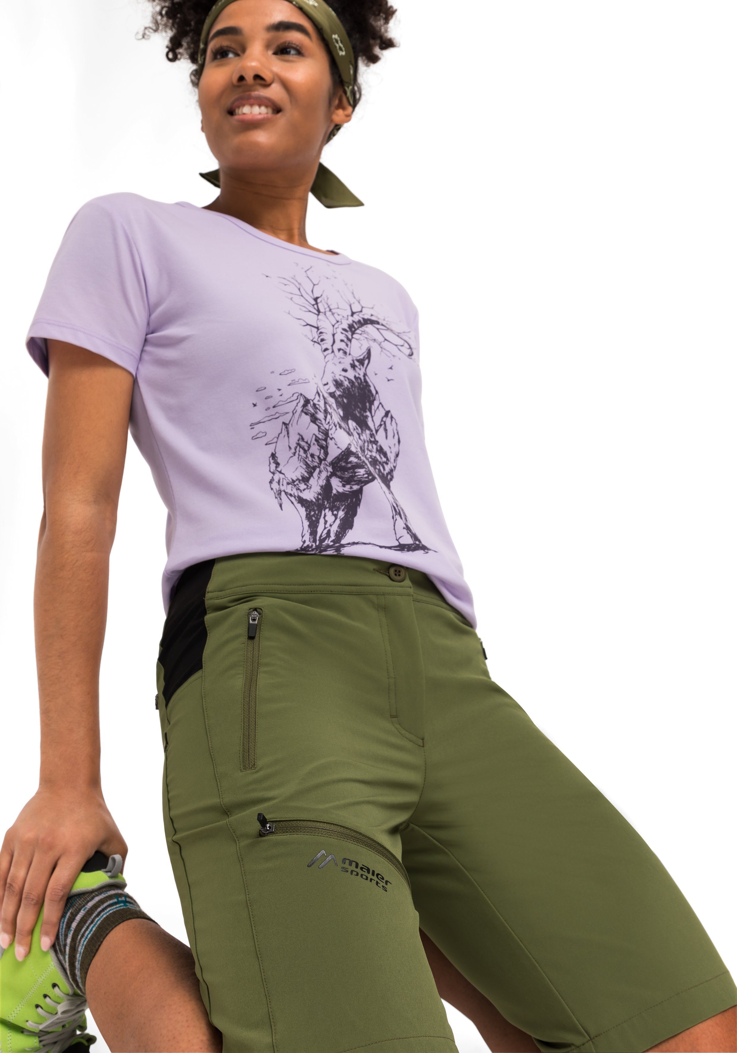 Maier Sports Bermuda Latit Short Vario korte dames wandelbroek, moderne outdoor-bermuda, trekkingbroek