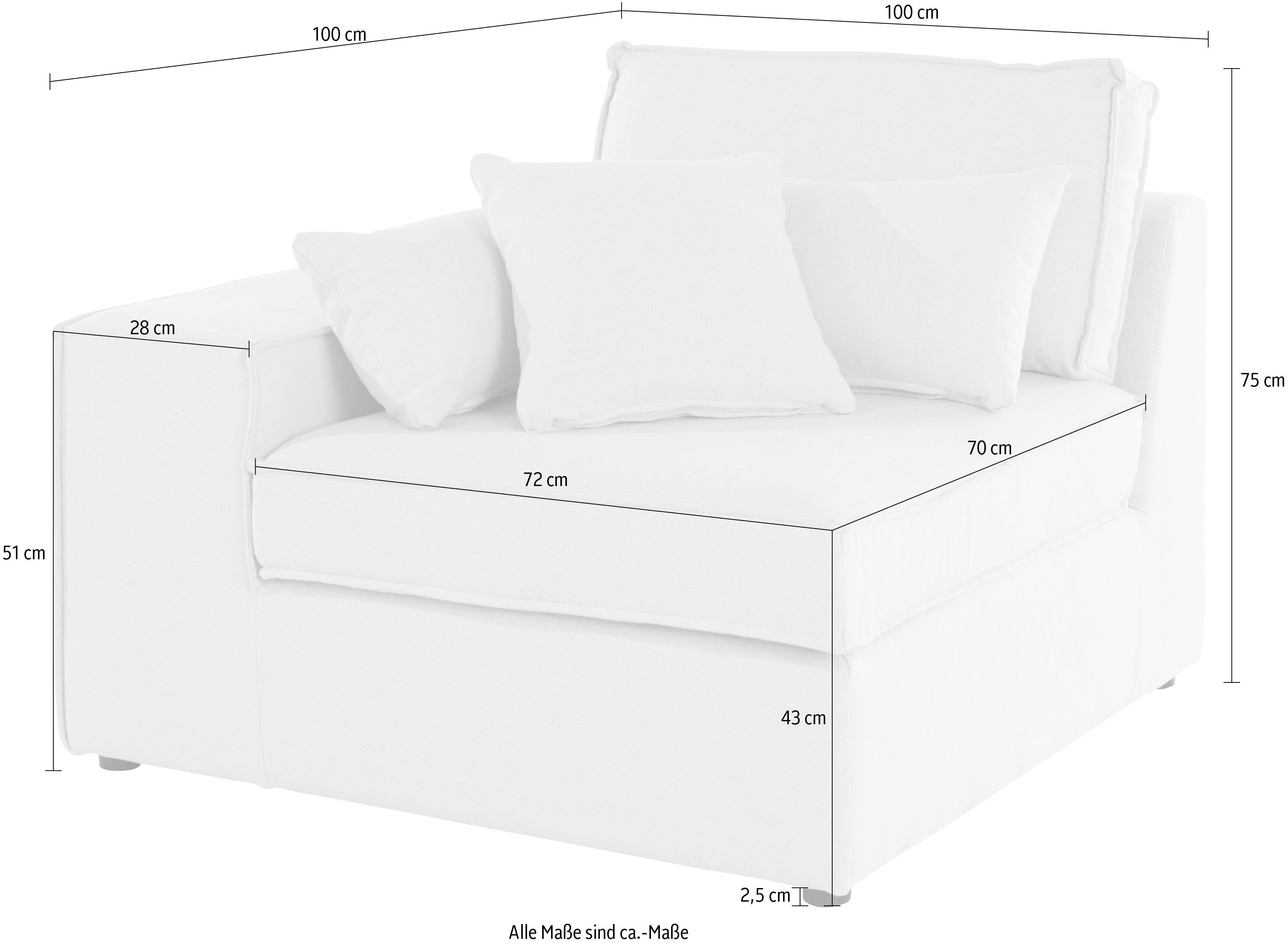 RAUM.ID Sofaelement Florid als deel van een modulaire bank, stevig zitcomfort, ook in cord