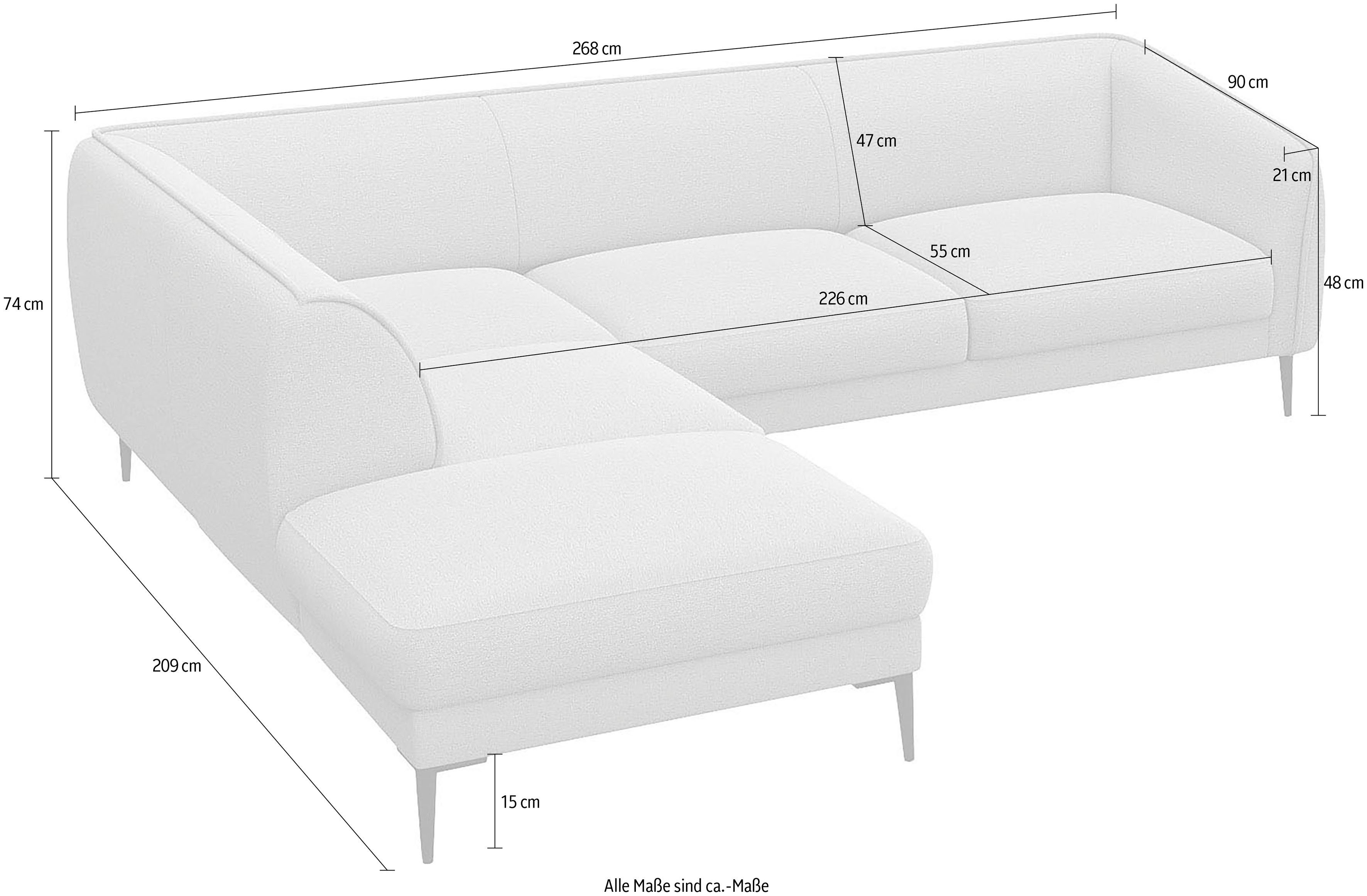FLEXLUX Hoekbank Belle designbank, L-vorm, BxD 268x209 cm Scandinavisch design, in een sublieme verwerking