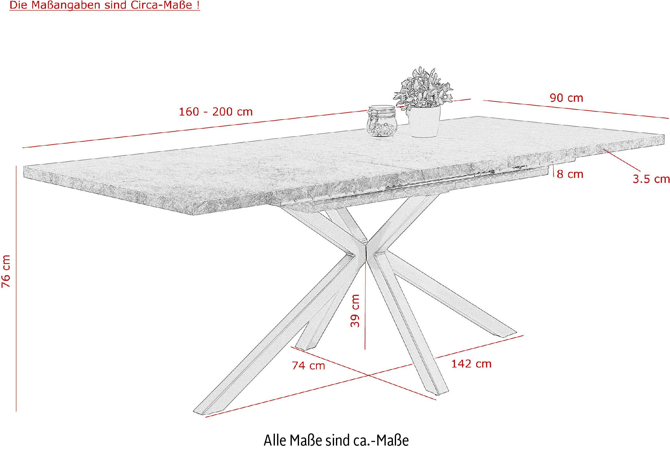 HELA Eettafel uittrekbaar 160-200 cm