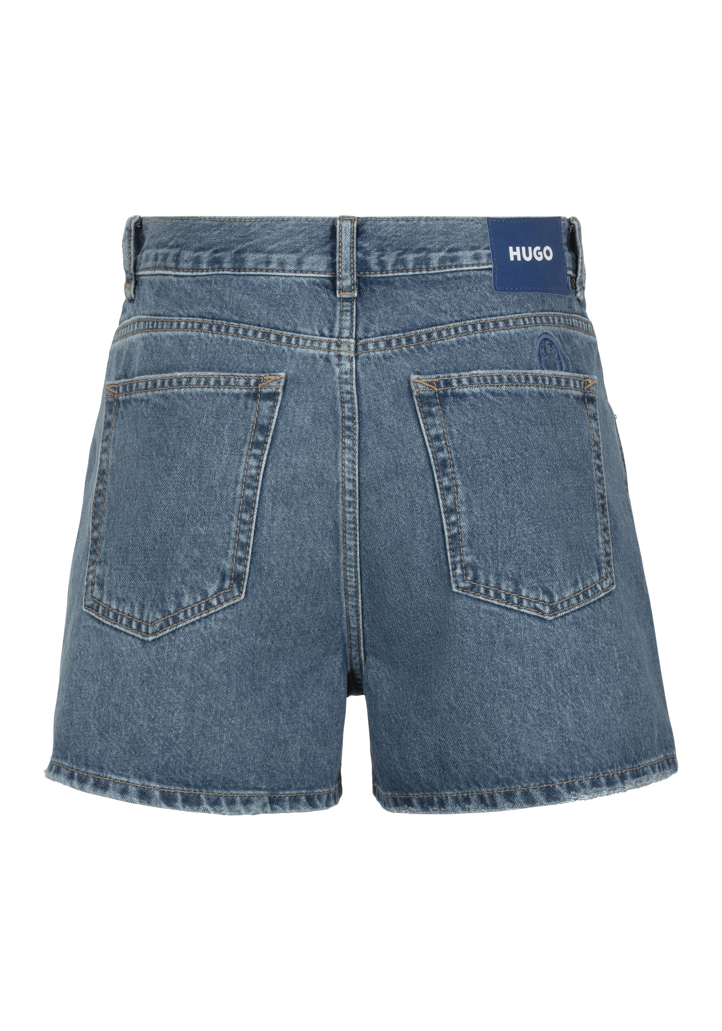 HUGO Blue Short Gimusa Met muntzakje en lederbadge