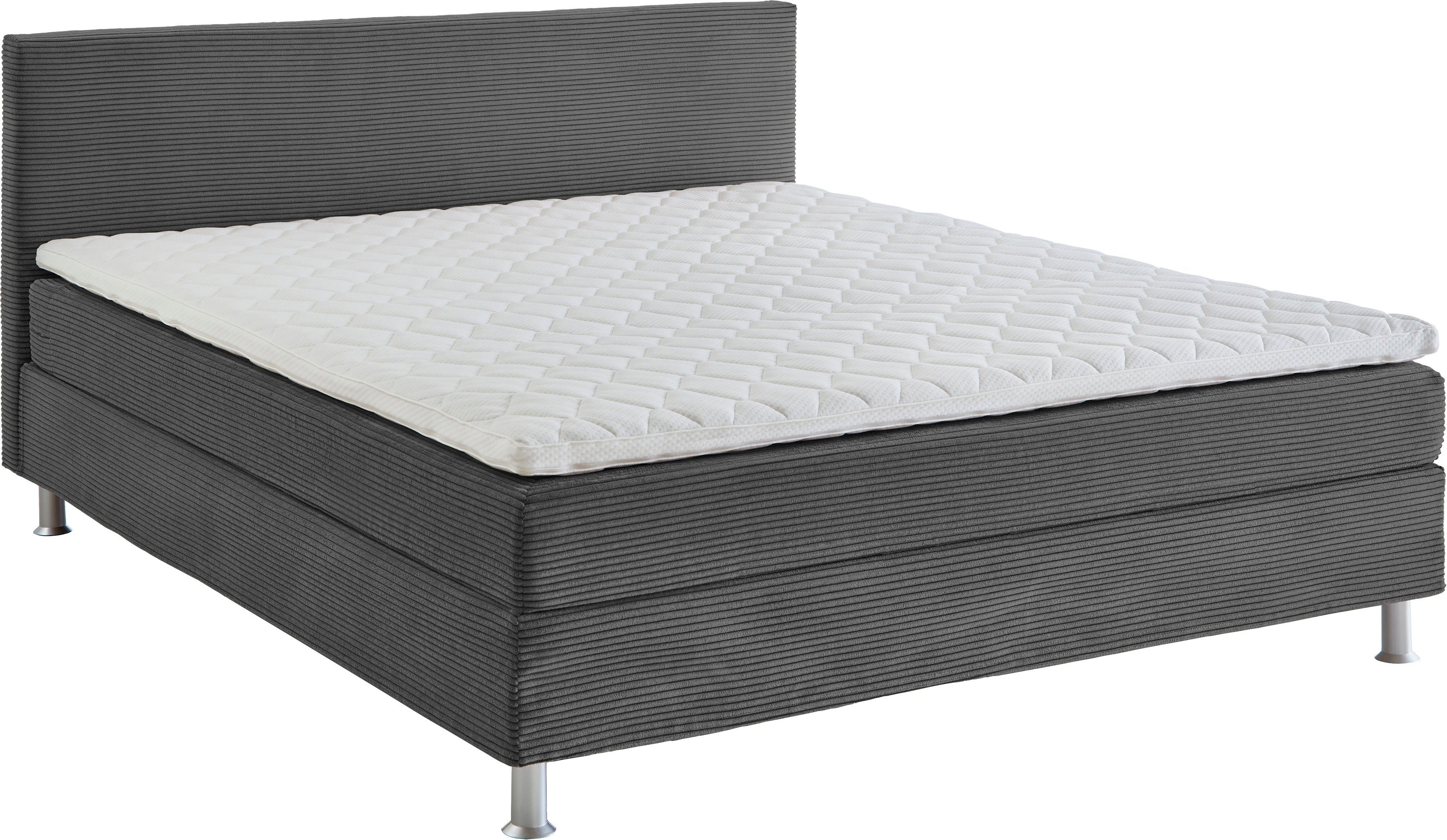ATLANTIC home collection Boxspring Edison inclusief bonell-binnenveringsmatras en topmatras boxsprings grijs