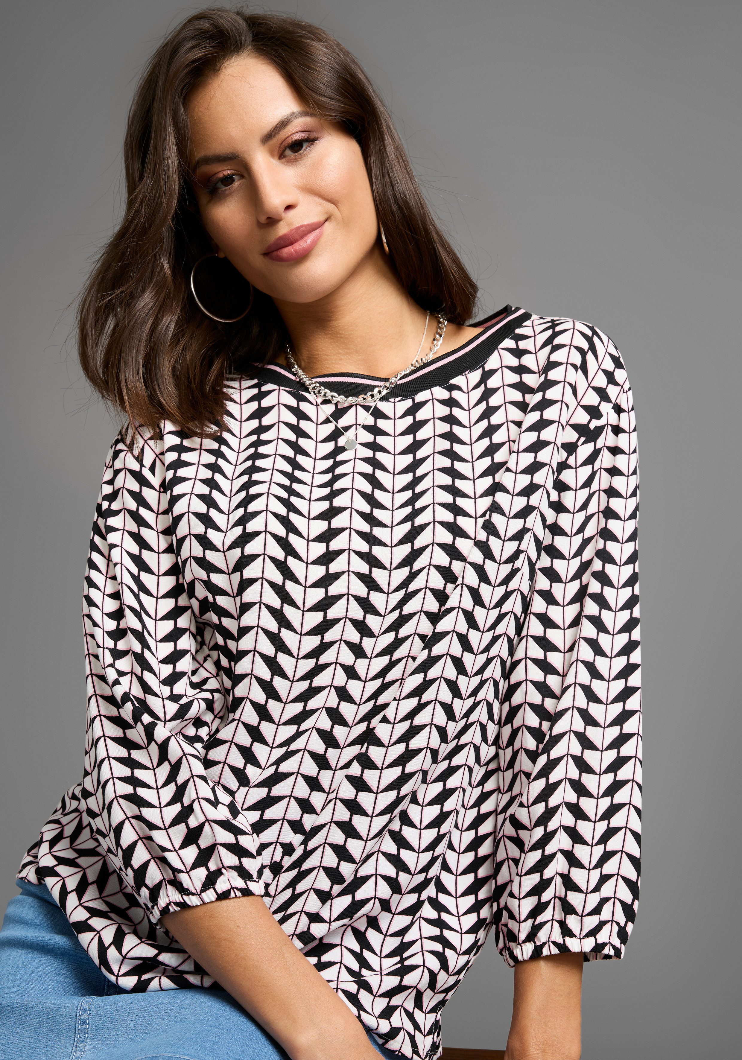 Laura Scott Gedessineerde blouse met grafisch ontwerp - nieuwe collectie