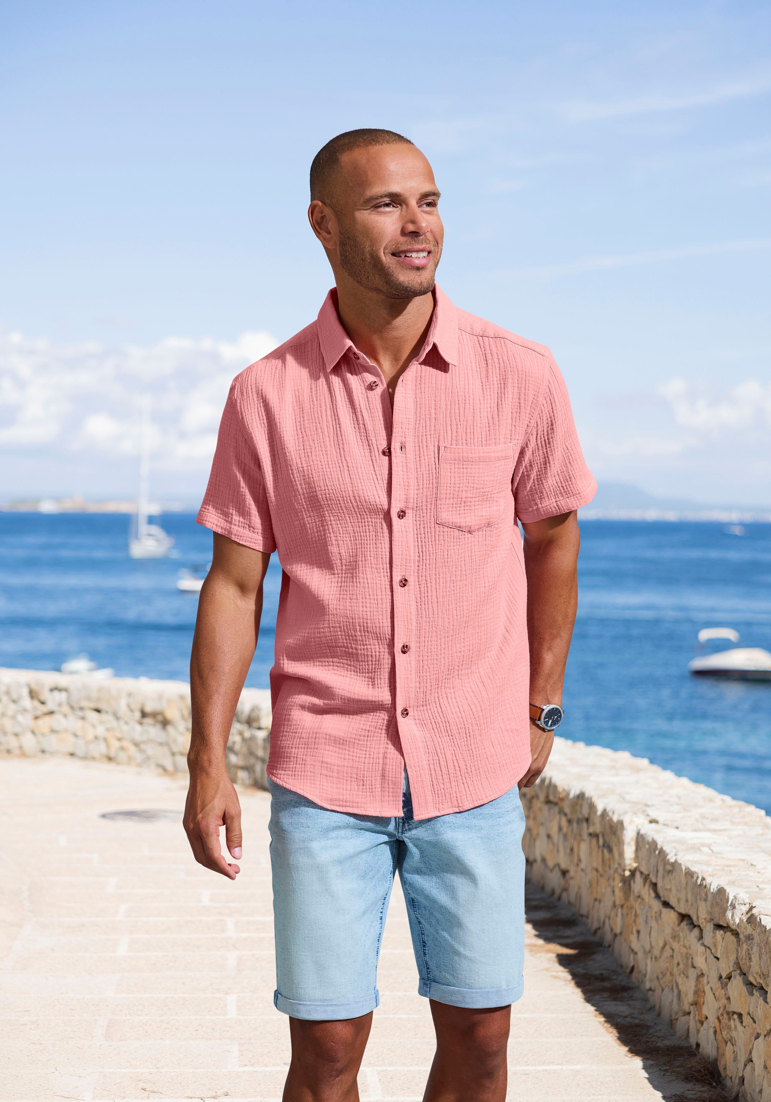 Beachtime Overhemd met korte mouwen Regular fit Korte mouw, vrijetijdshemd van mousseline