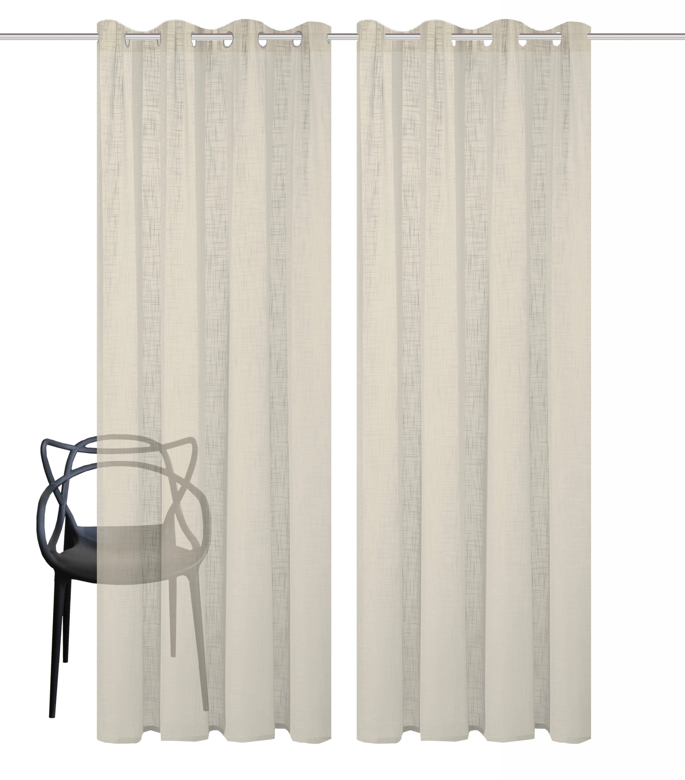 Home Basics Gordijn SOFTY set van 2 2-delig set oog-sjaal softy uni (2 stuks)