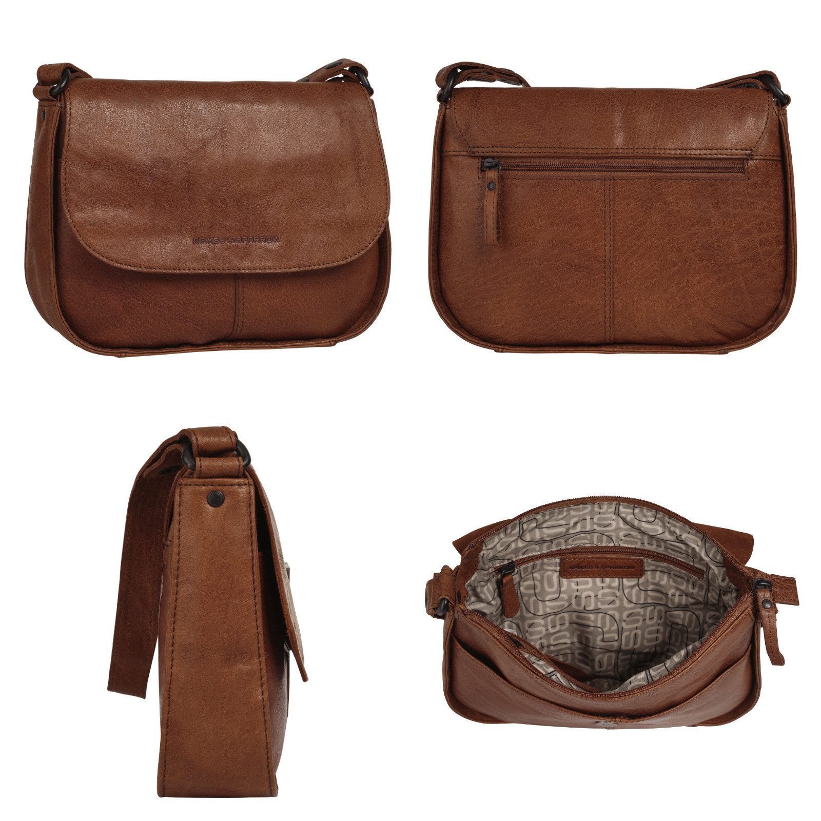 Spikes & Sparrow Schoudertas echt leder