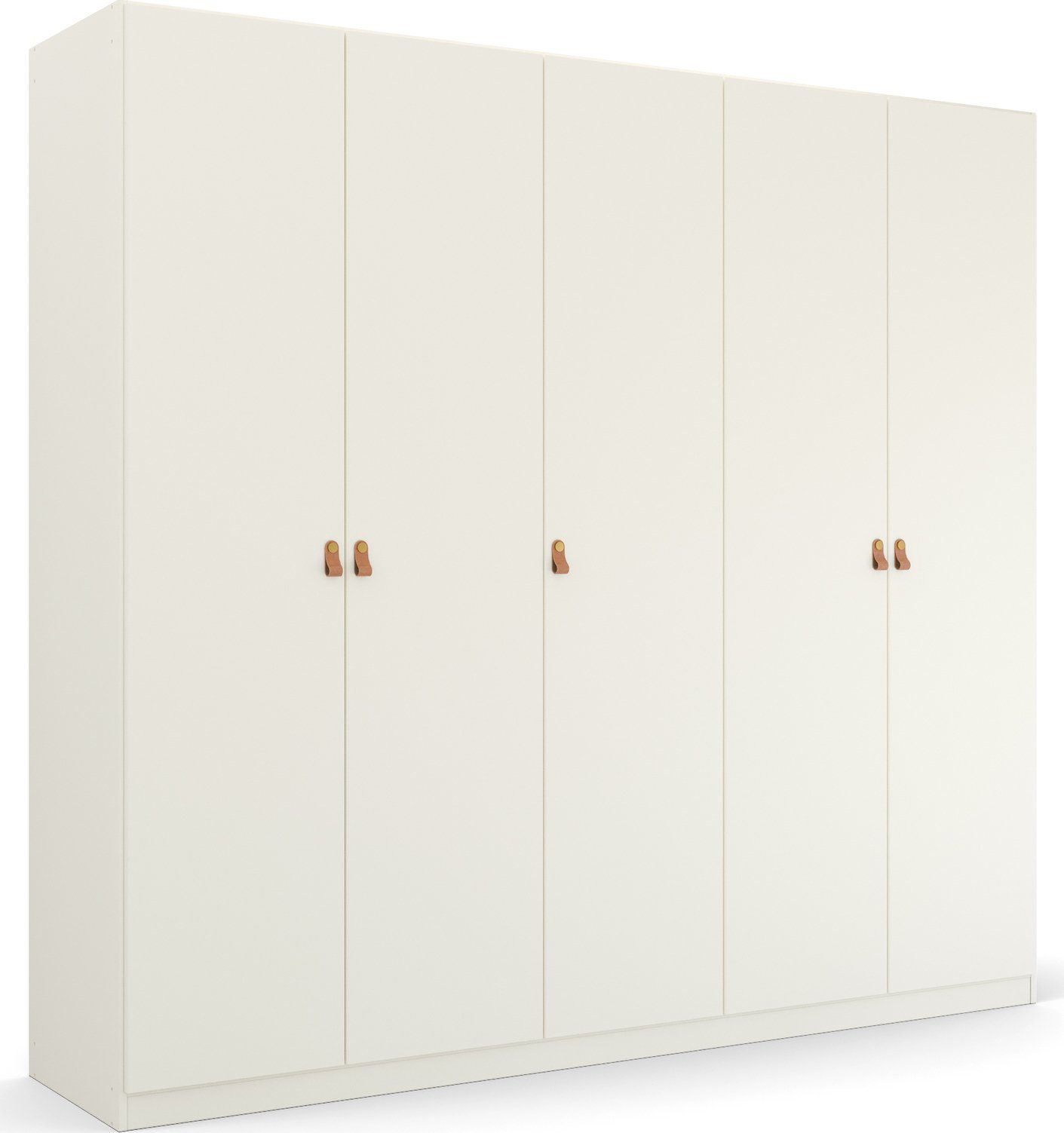 rauch Draaideurkast Homey by Quadra Spin met greeplussen van zacht, cognacbruin leer kledingkasten maat 226 cm x 210 cm x 54 cm wit