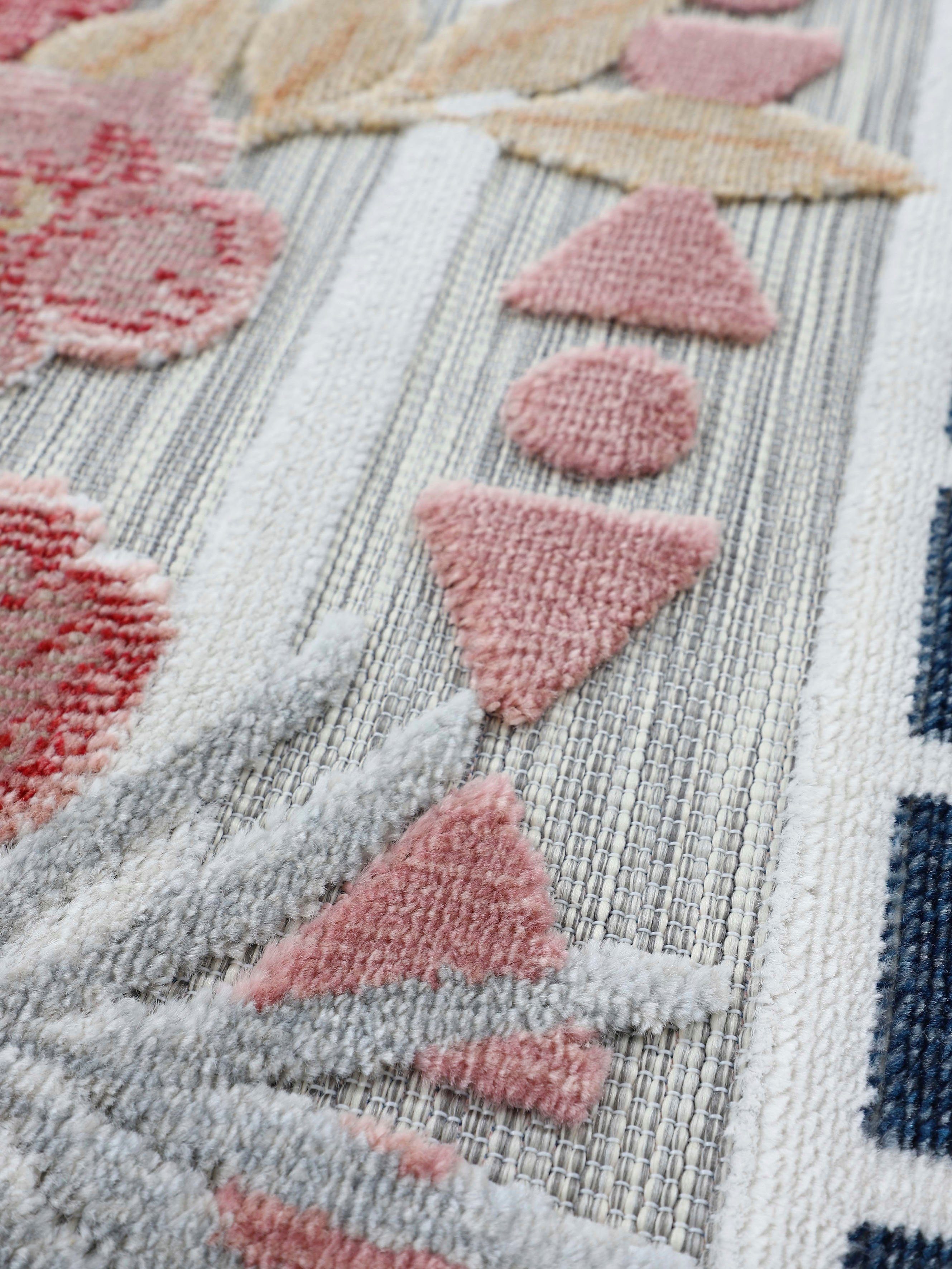 carpetfine Vloerkleed Deja 101 robust vlakweefsel, motief - florale palmbladeren, hoog-laag effect