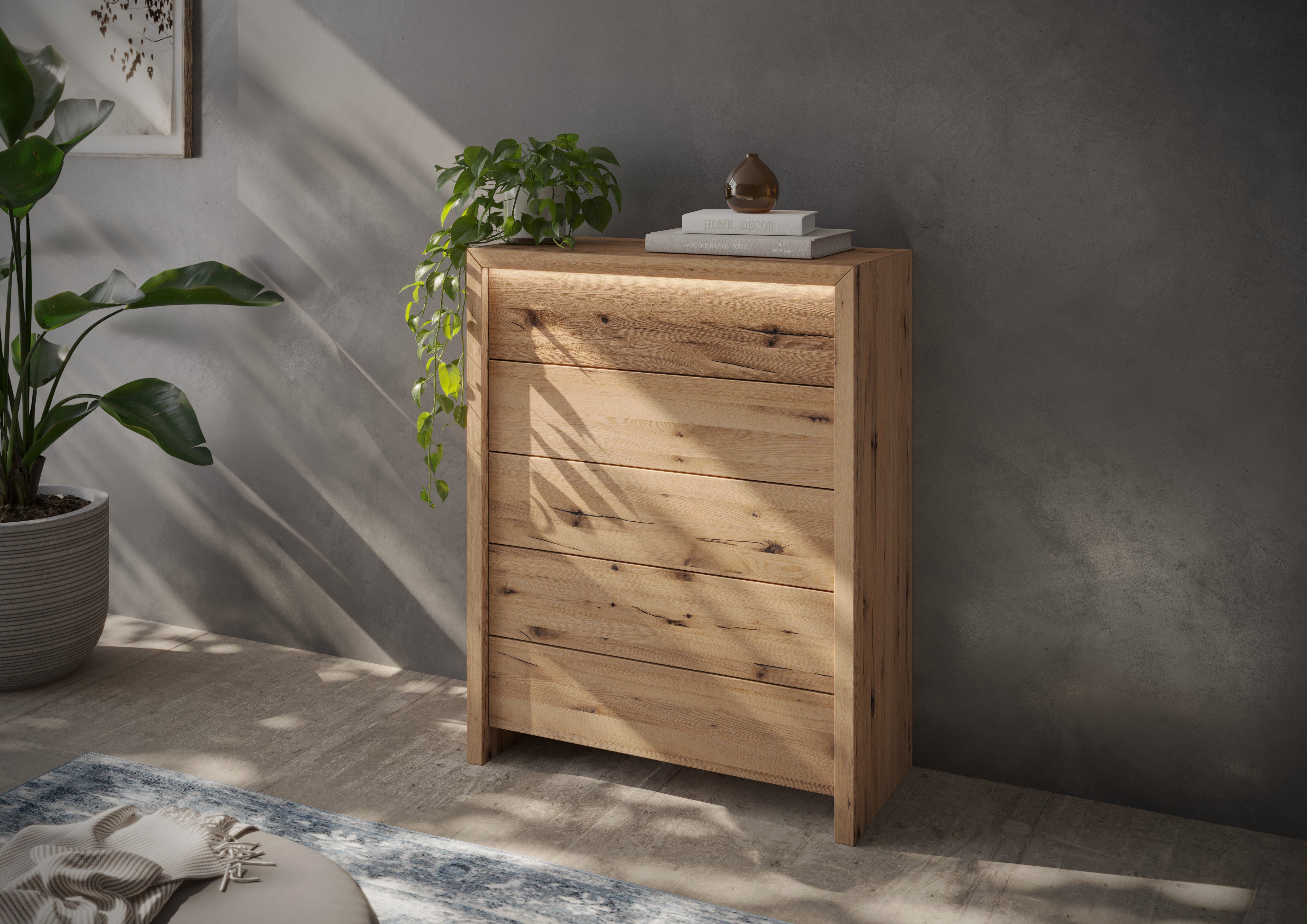 Home affaire Ladekast Ambroise Breedte 88 cm, incl. LED-verlichting commodes & ladekasten bruin