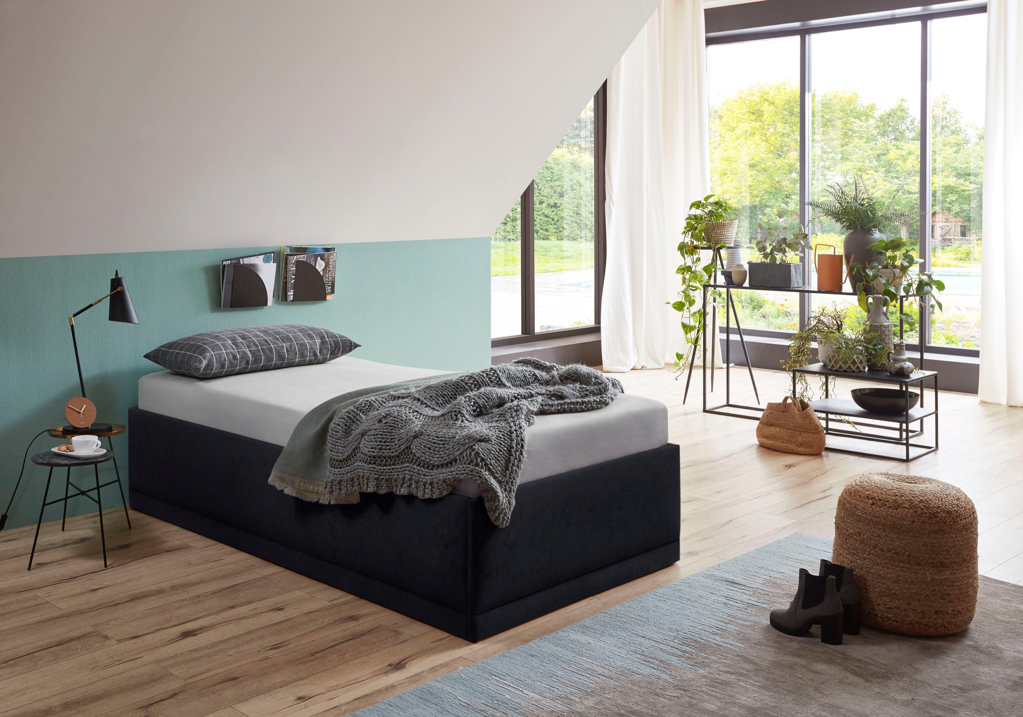 Westfalia Polsterbetten Gestoffeerd bed Texel Comforthoogte met sierkussen, bedkist bij uitvoering met matras