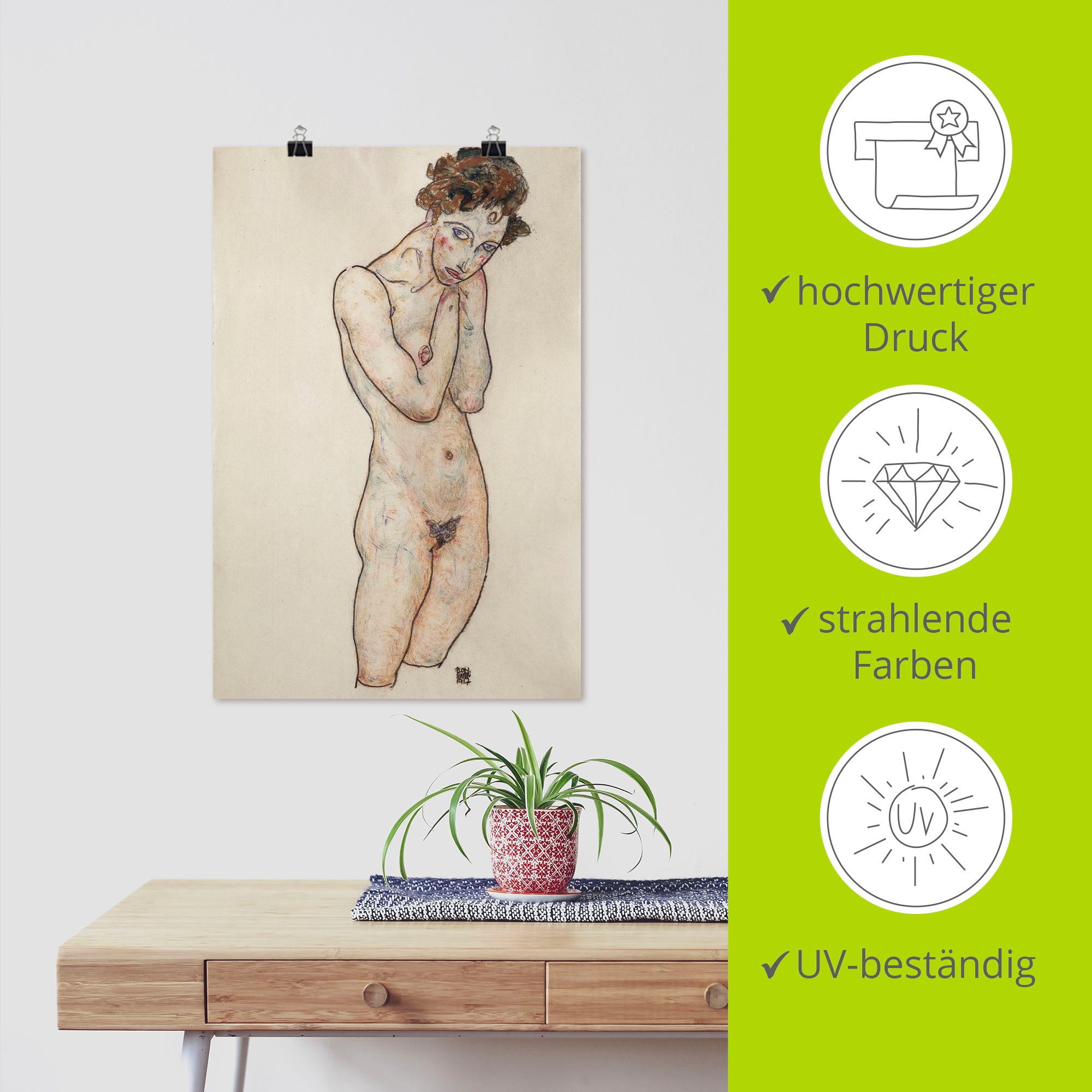 Artland Artprint Staande vrouwelijk beeld 1917. als artprint van aluminium, artprint op linnen, muursticker of poster in verschillende maten