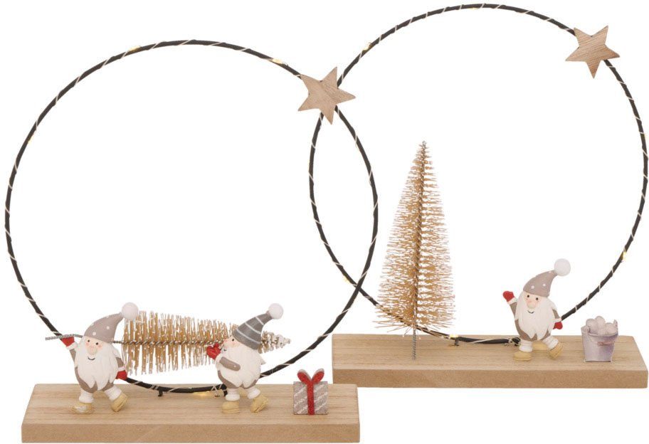 BOLTZE Kerstfiguur Kerst versiering met ledverlichting (set, 2 stuks)