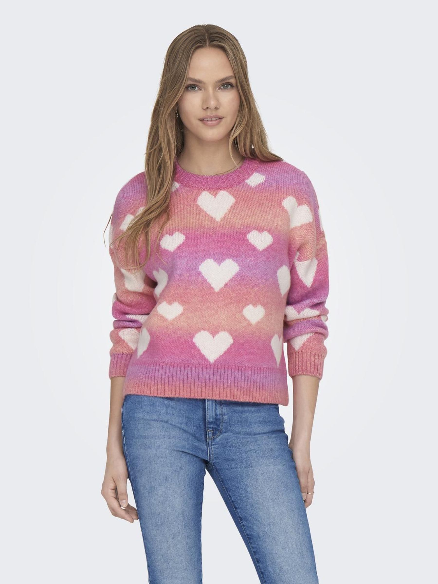 Only Gebreide trui ONLAIDA L/S HEART PULLOVER EX KNT