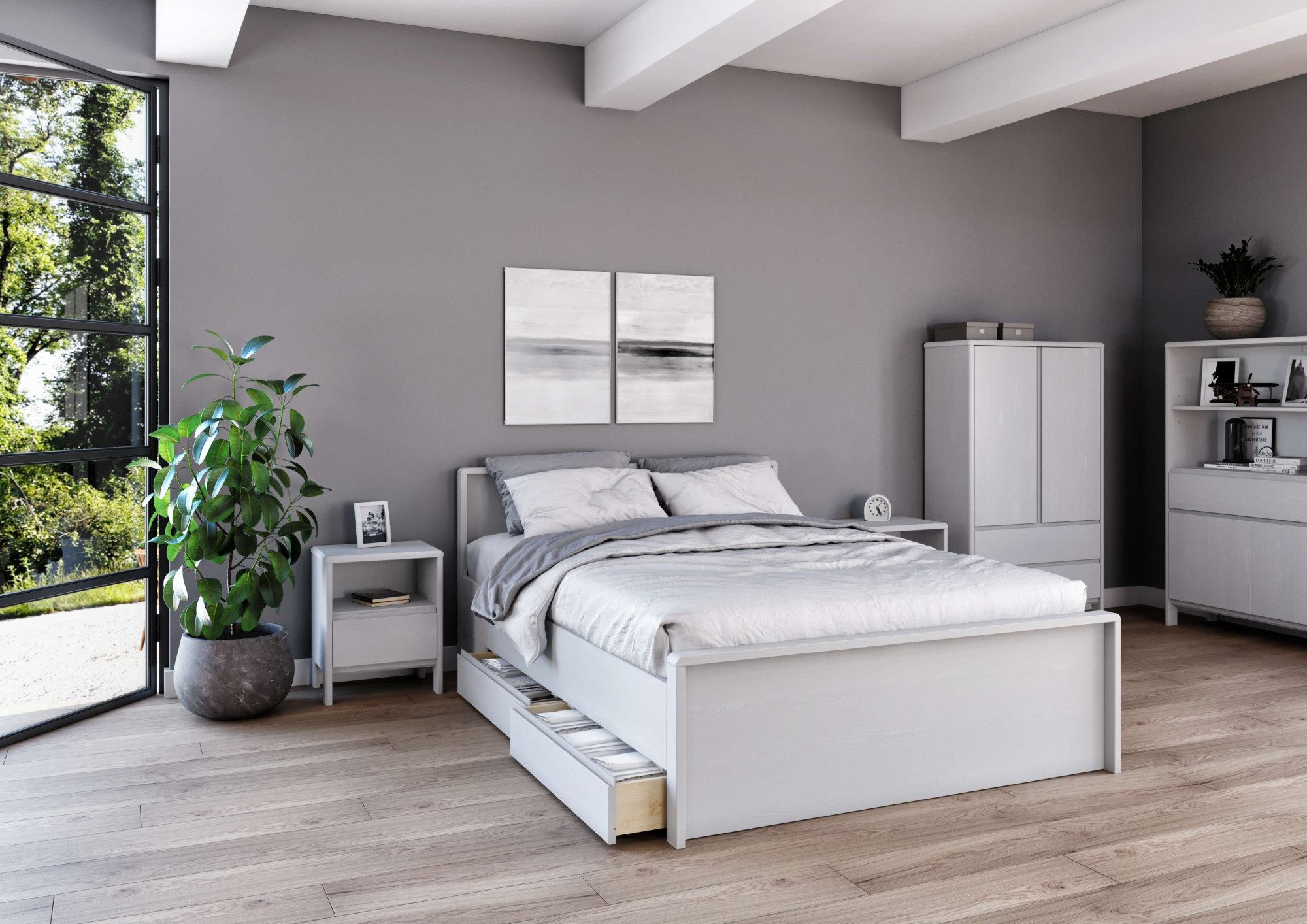 Home affaire Bedlade Luven van massief grenen, 2 stuks, passen perfect onder het bed luven (2 stuks)