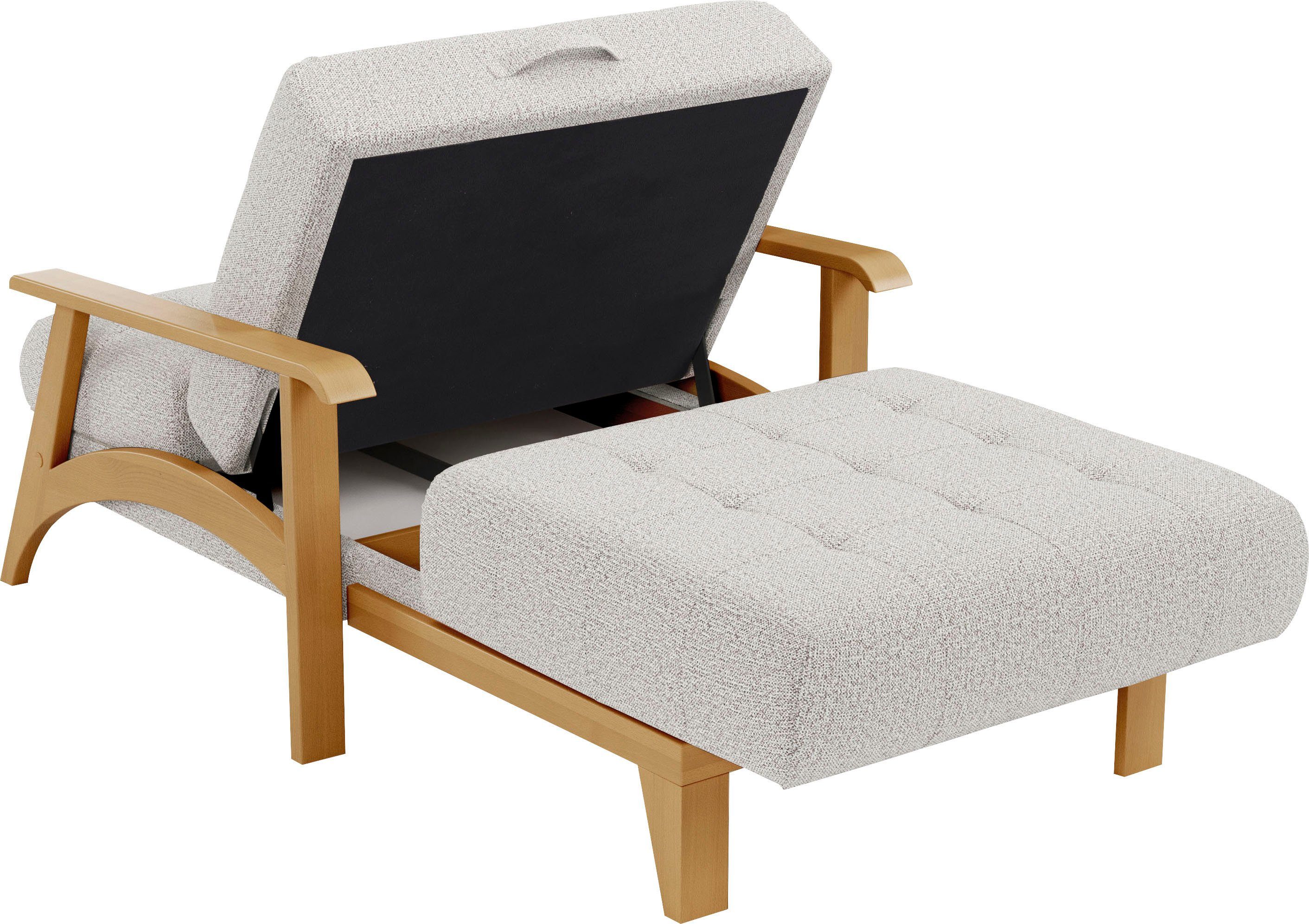 sit&more Récamier Billund Armleuningen van eikenkleurig beukenhout, verschillende bekledingen en kleuren