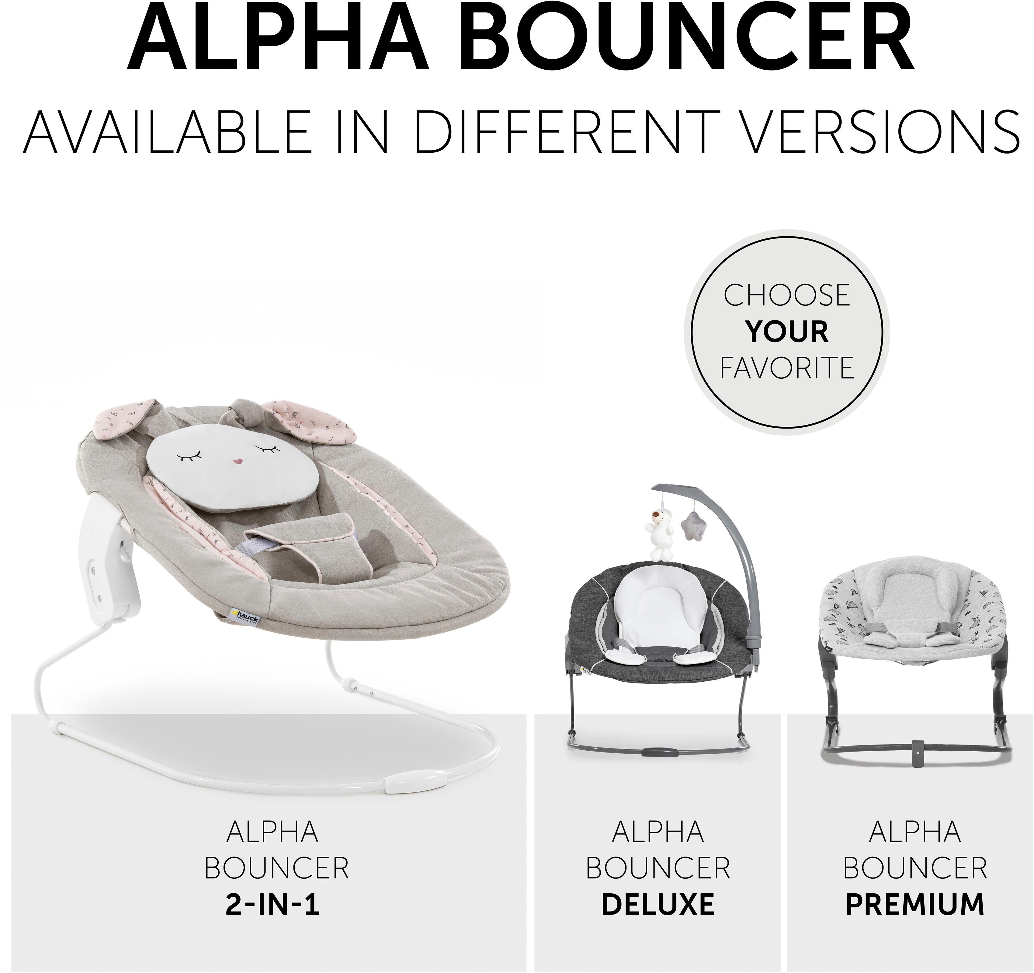 Hauck Opzet voor de kinderstoel Alpha Bouncer 2in1 Wippenopzetstuk, Poeder Konijn beige Bloem met wipframe, voor pasgeborenen, passend voor alpha+ houten kinderstoel