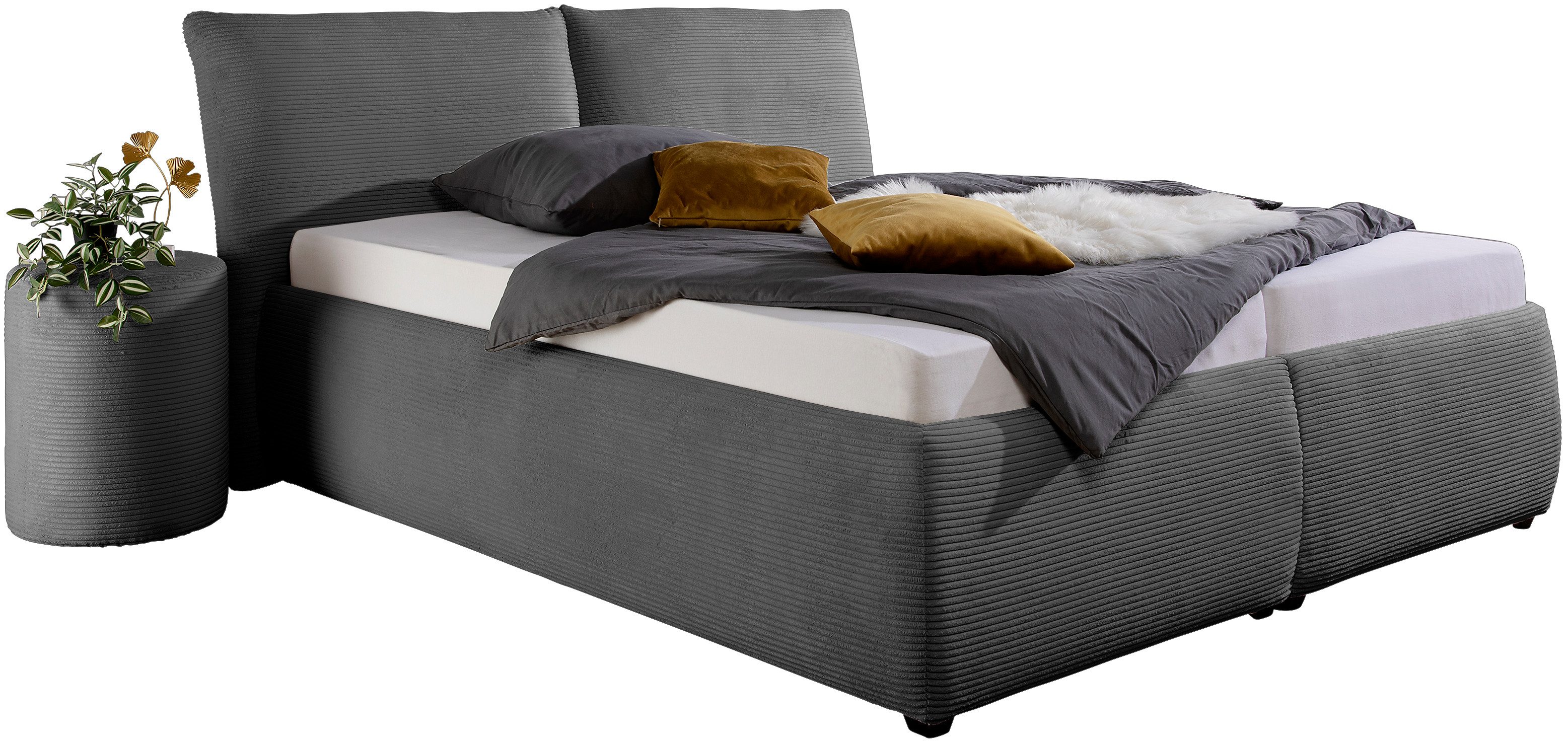 Maintal Gestoffeerd bed Wiesenbach, met cord-stof optioneel in hardheidsgraad h2, h3 of h4