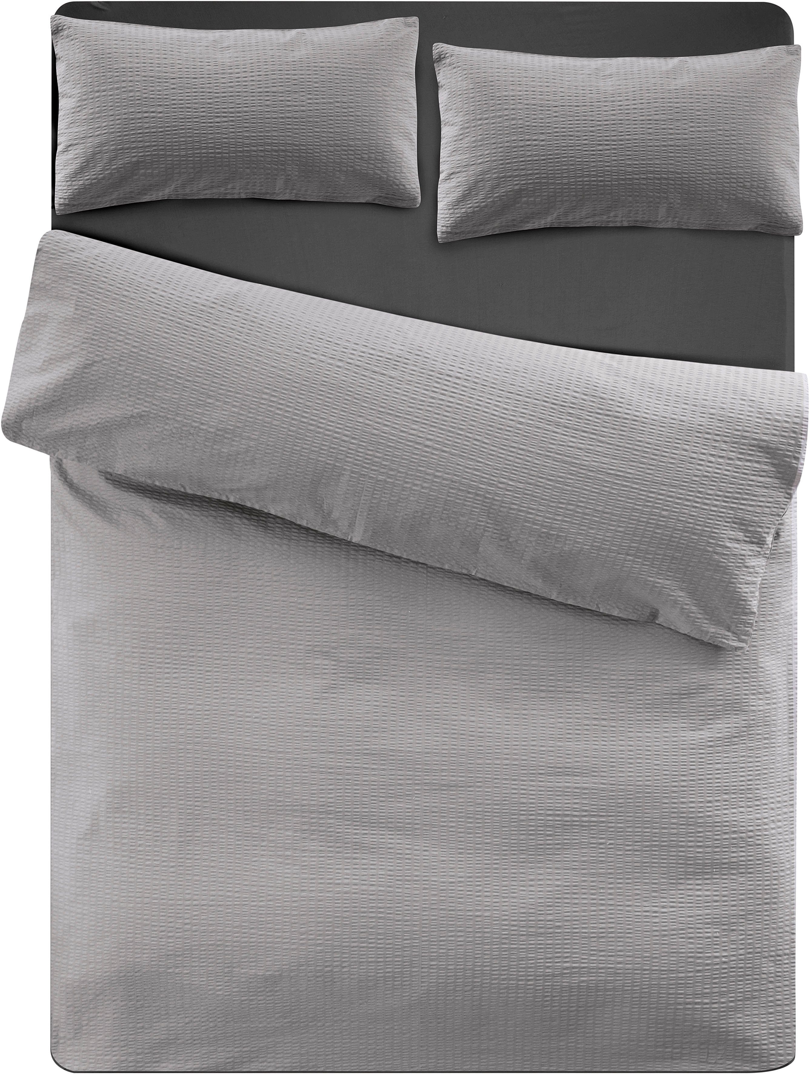 andas Overtrekset Sari2 in mt. 135x200 of 155x220 cm van katoen, uni dekbedovertrek in seersucker kwaliteit ideaal voor zomer (2-delig)