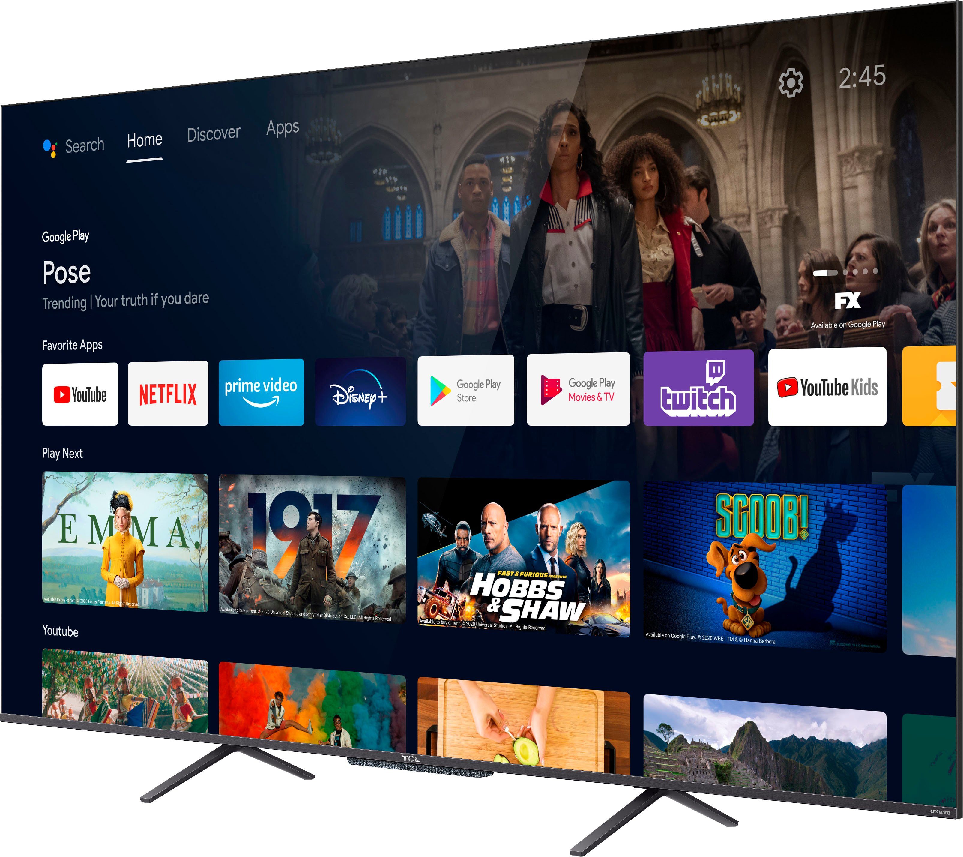TCL QLED-TV 50C722X1, 126 cm / 50", 4K Ultra HD, Smart TV - Android TV, Android 11, Onkyo-geluidssysteem