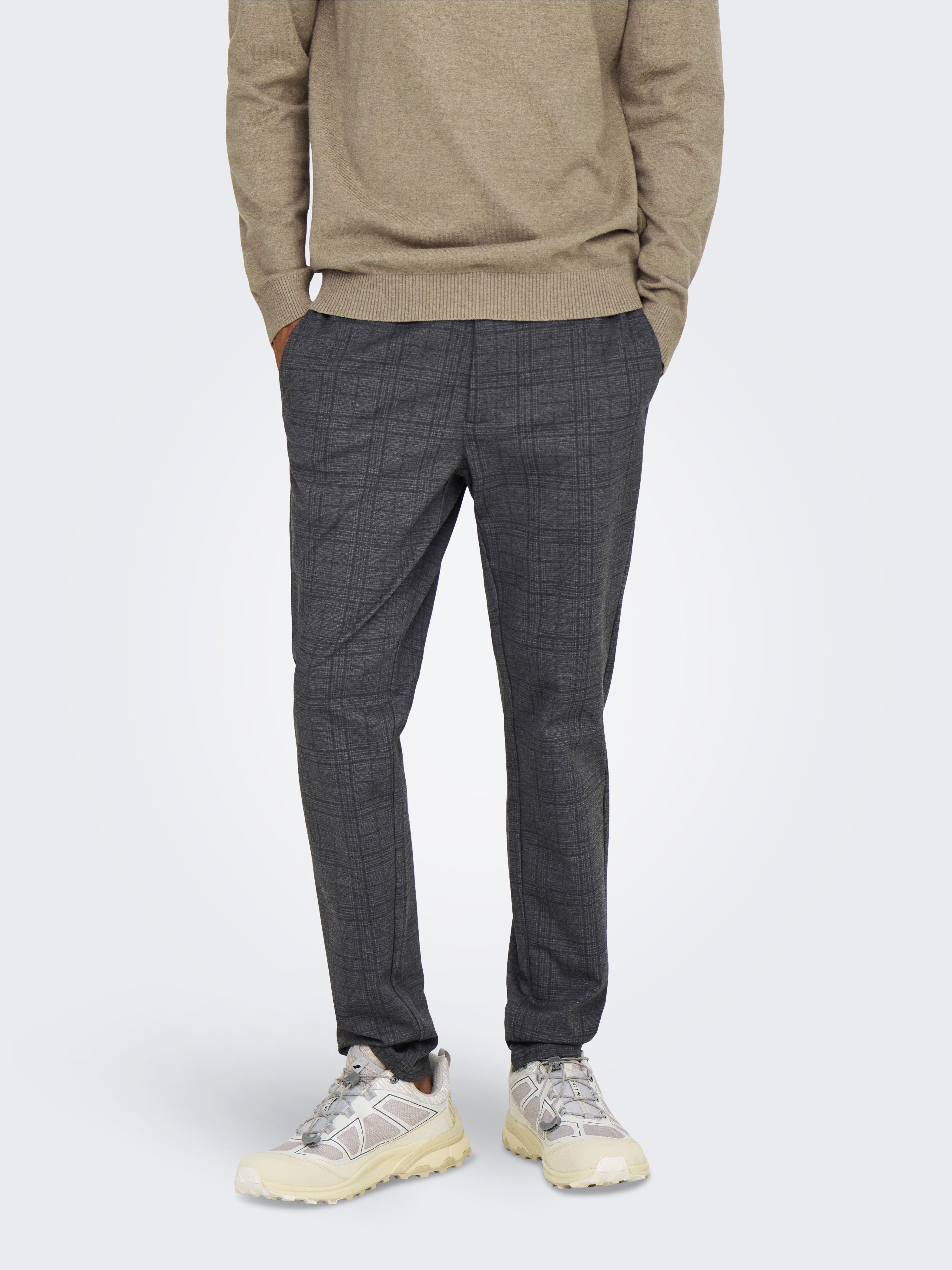 ONLY & SONS Chino-short ONSMARK SLIM CHECK 020933 PANT heren shorts maat 31 bruin