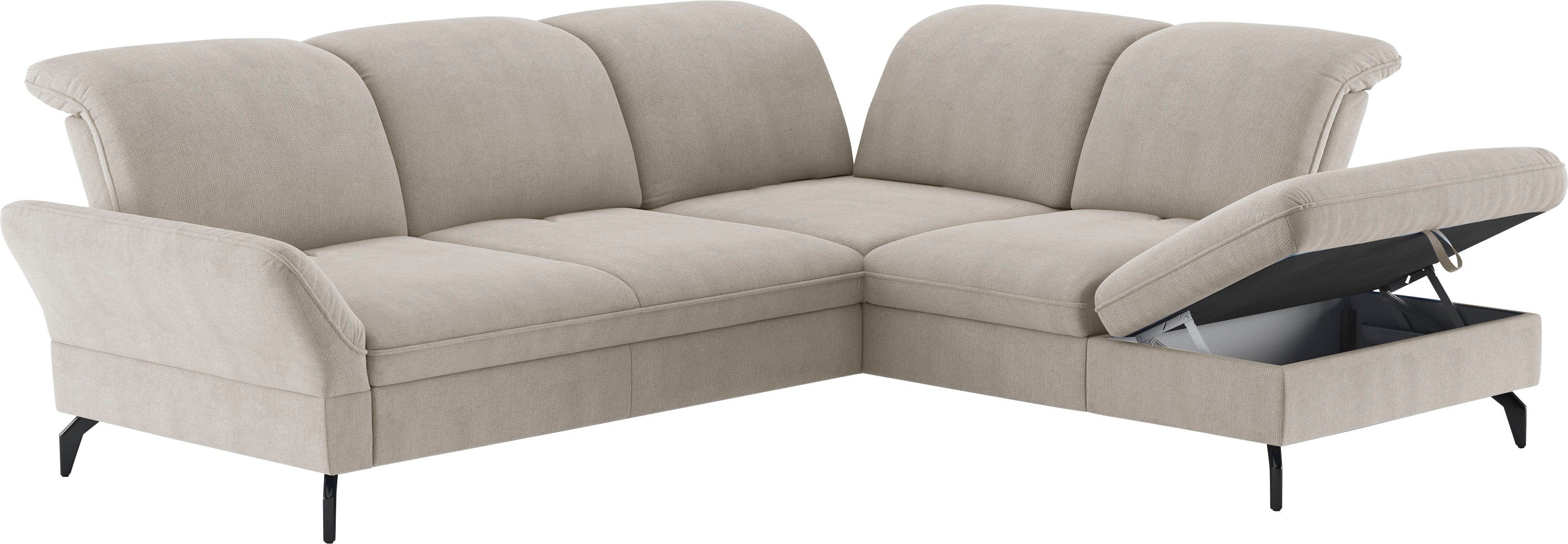 sit&more Hoekbank Leandro L-vorm Naar keuze met bed, hoofdbord en armleuningfunctie, en bergruimte