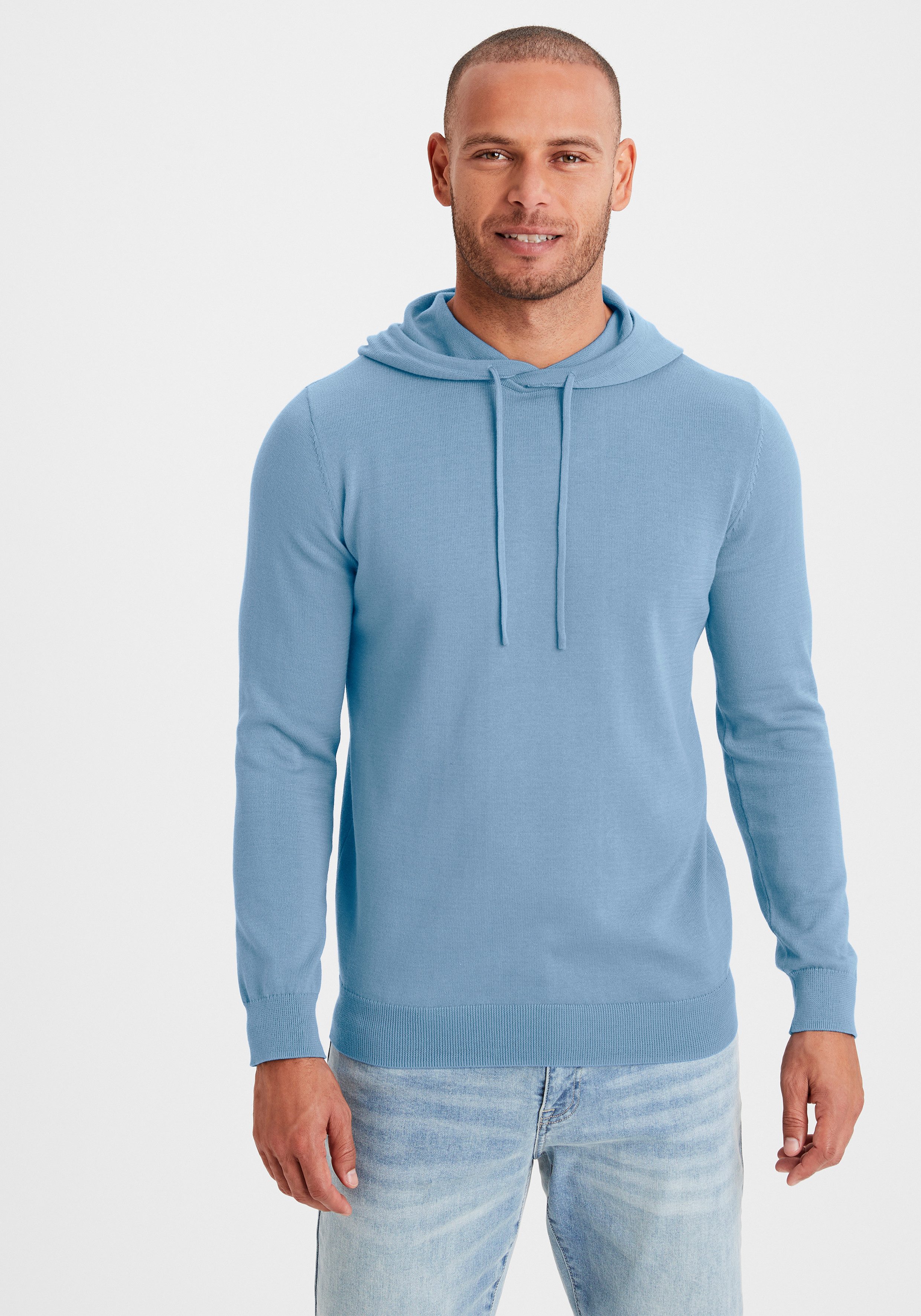 H.I.S Gebreide trui Met capuchon, regular fit Pullover met ronde hals, fijn breiwerk, katoenmix