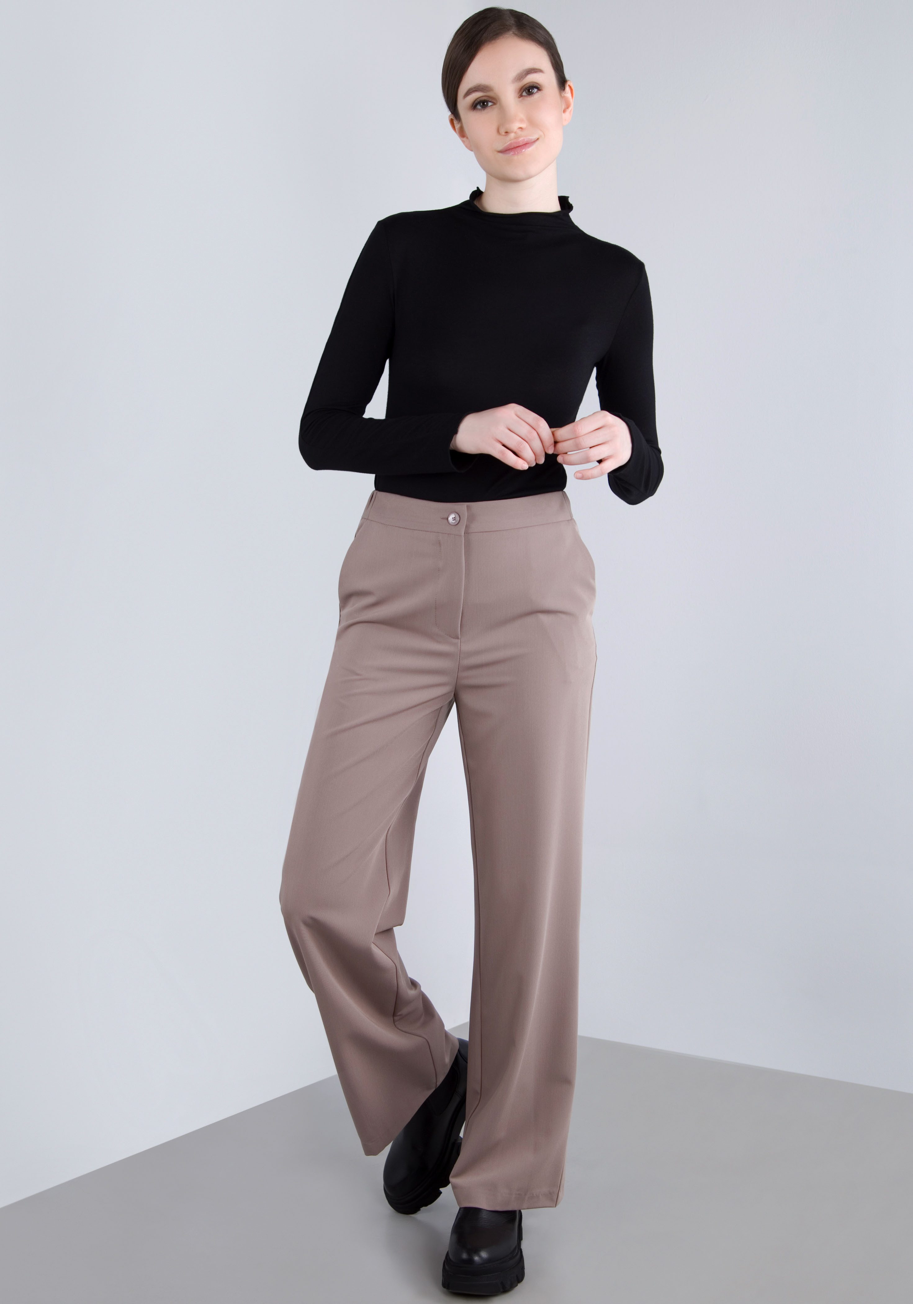 IMPERIAL Stoffen broek , casual wijde broek met elastische tailleband aan de achterkant dames harembroeken maat M (38) bruin