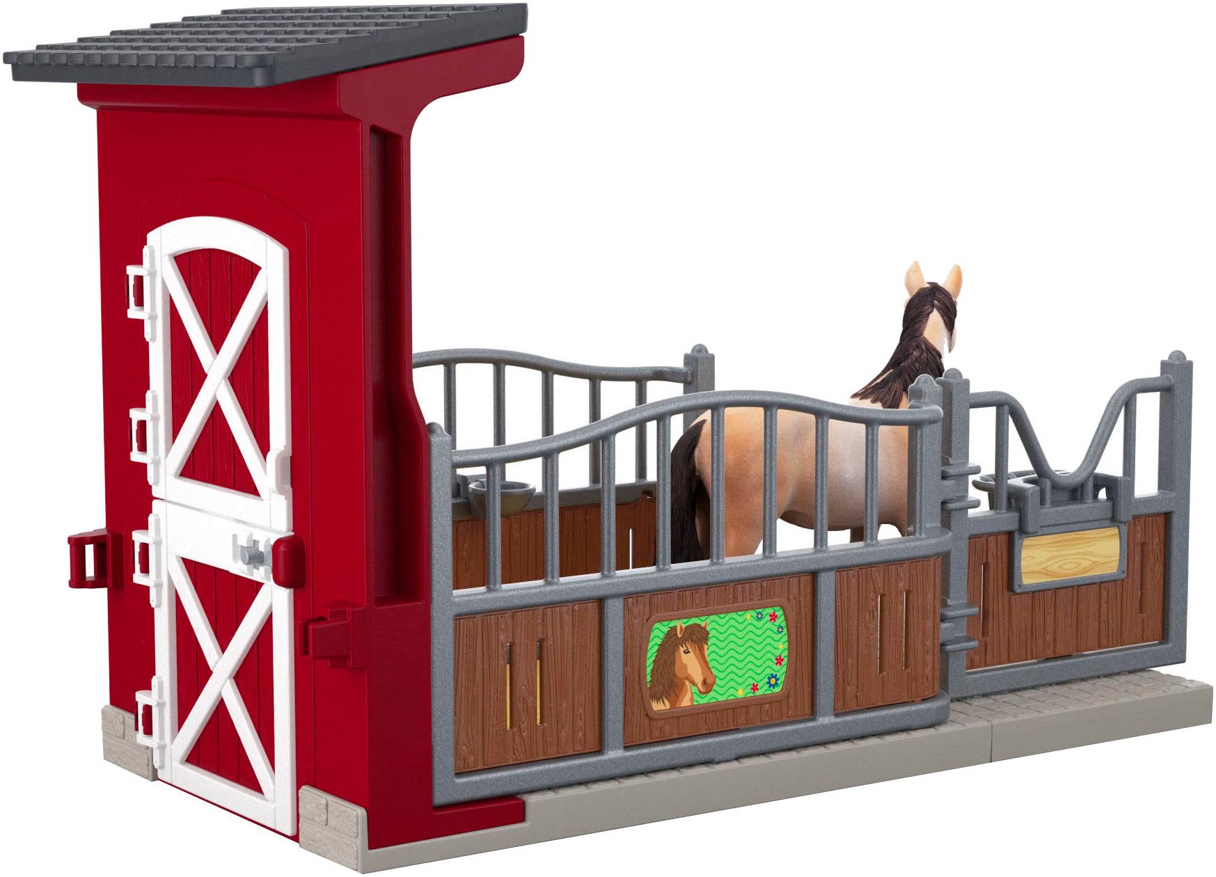 Schleich® Speelwereld FARM WORLD, Ponybox mit Mustang Stute (42724)
