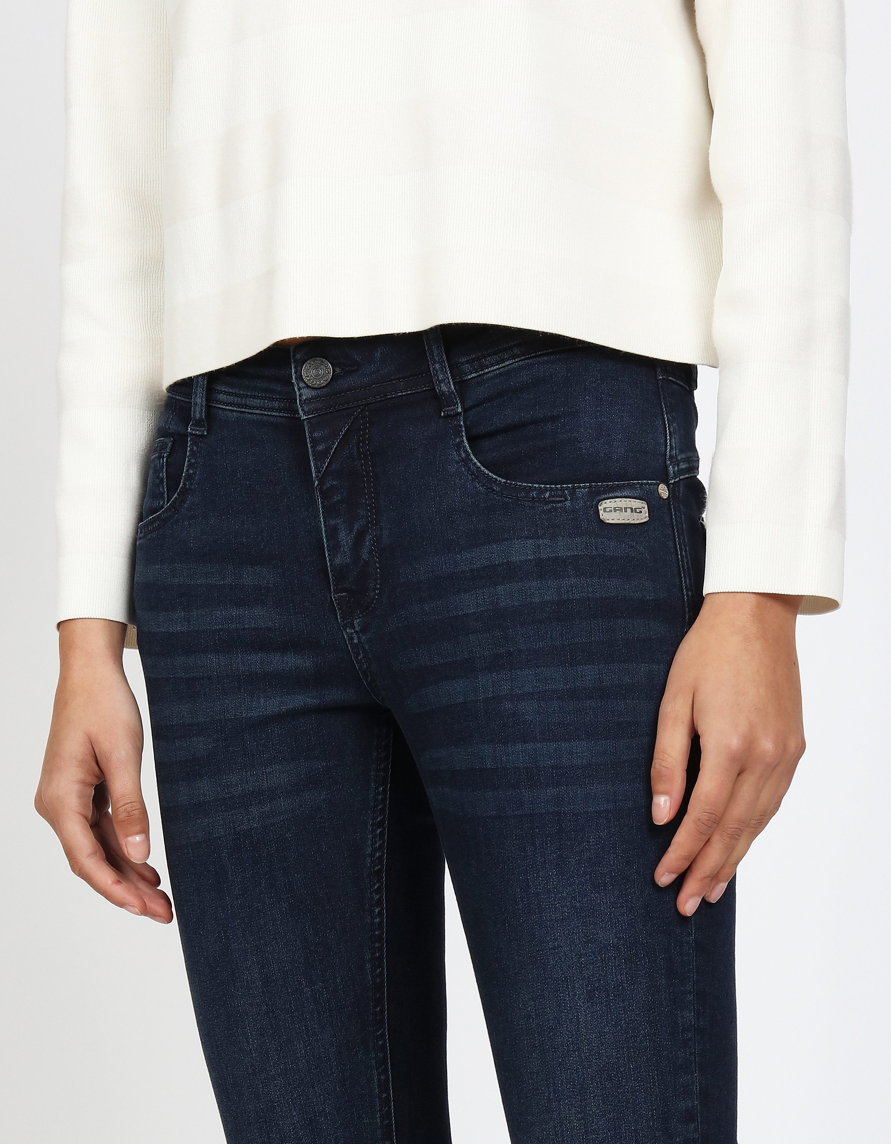 GANG Relax fit jeans 94AMELIE met used-effecten