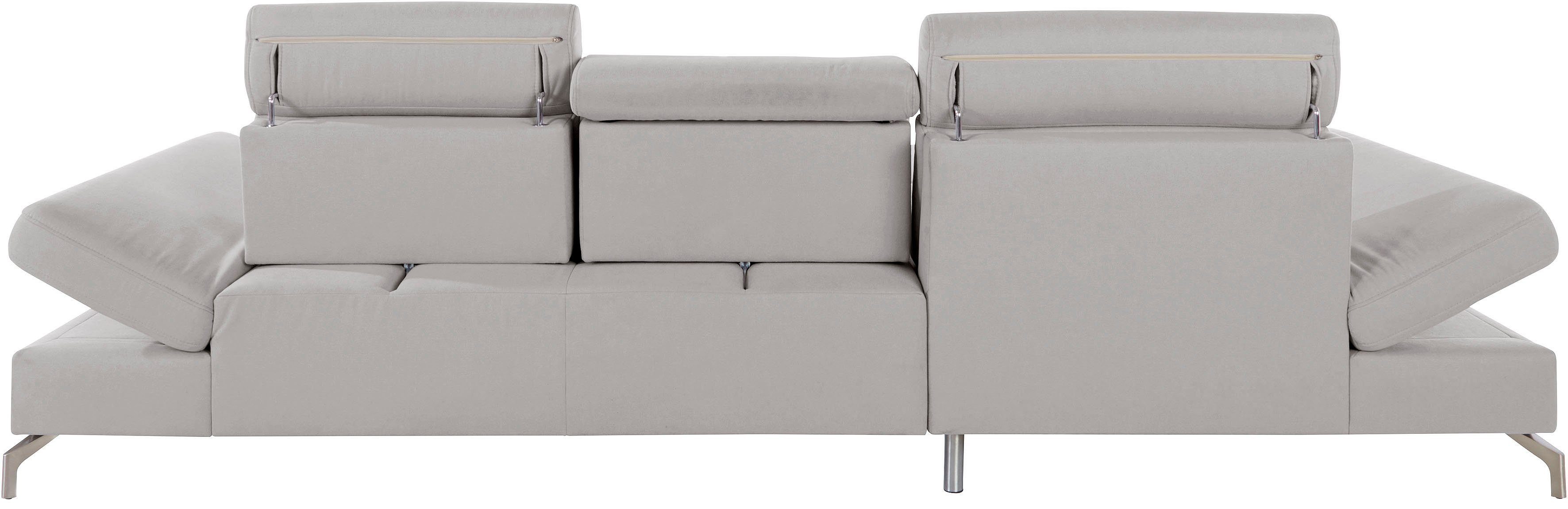 sit&more Hoekbank Brisbane L-vorm Poothoogte 12 cm, inclusief verstelbare zitdiepte, armleuningen en hoofdeind