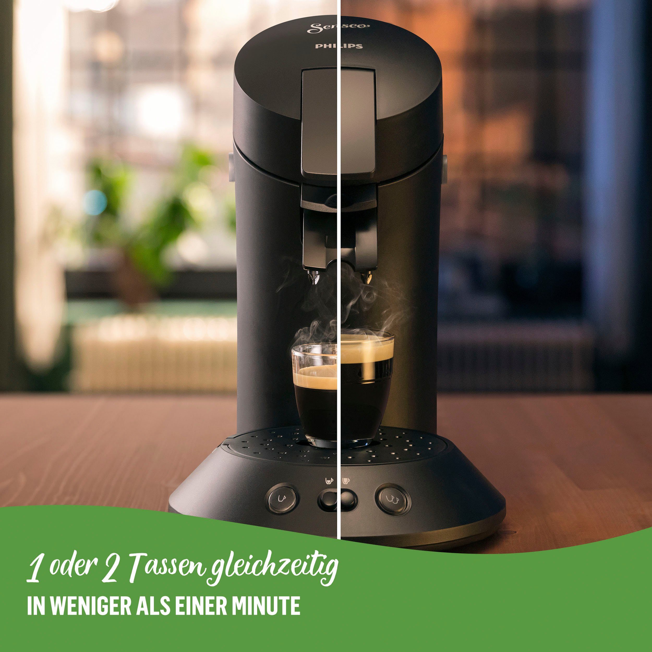 Senseo Koffiepadautomaat Original Plus ECO CSA210/22, met twee koffie-instellingen, van 80% gerecycled plastic, inclusief gratis toevoeging (waarde 5 € rrp)