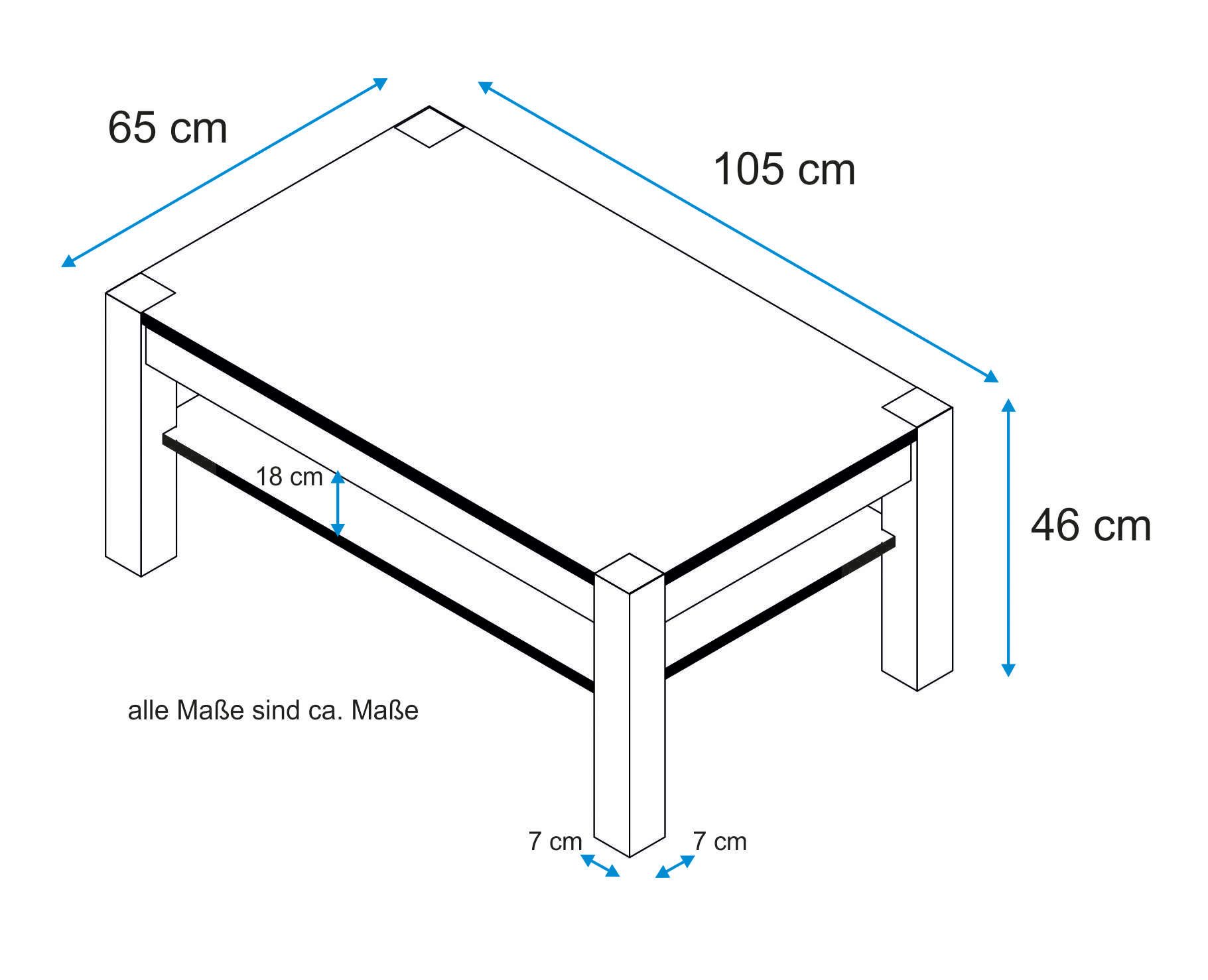 VOGL Möbelfabrik Salontafel Toronto in 2 grootte, met opbergbodem, deels massief, hoogte 46 cm, made in germany