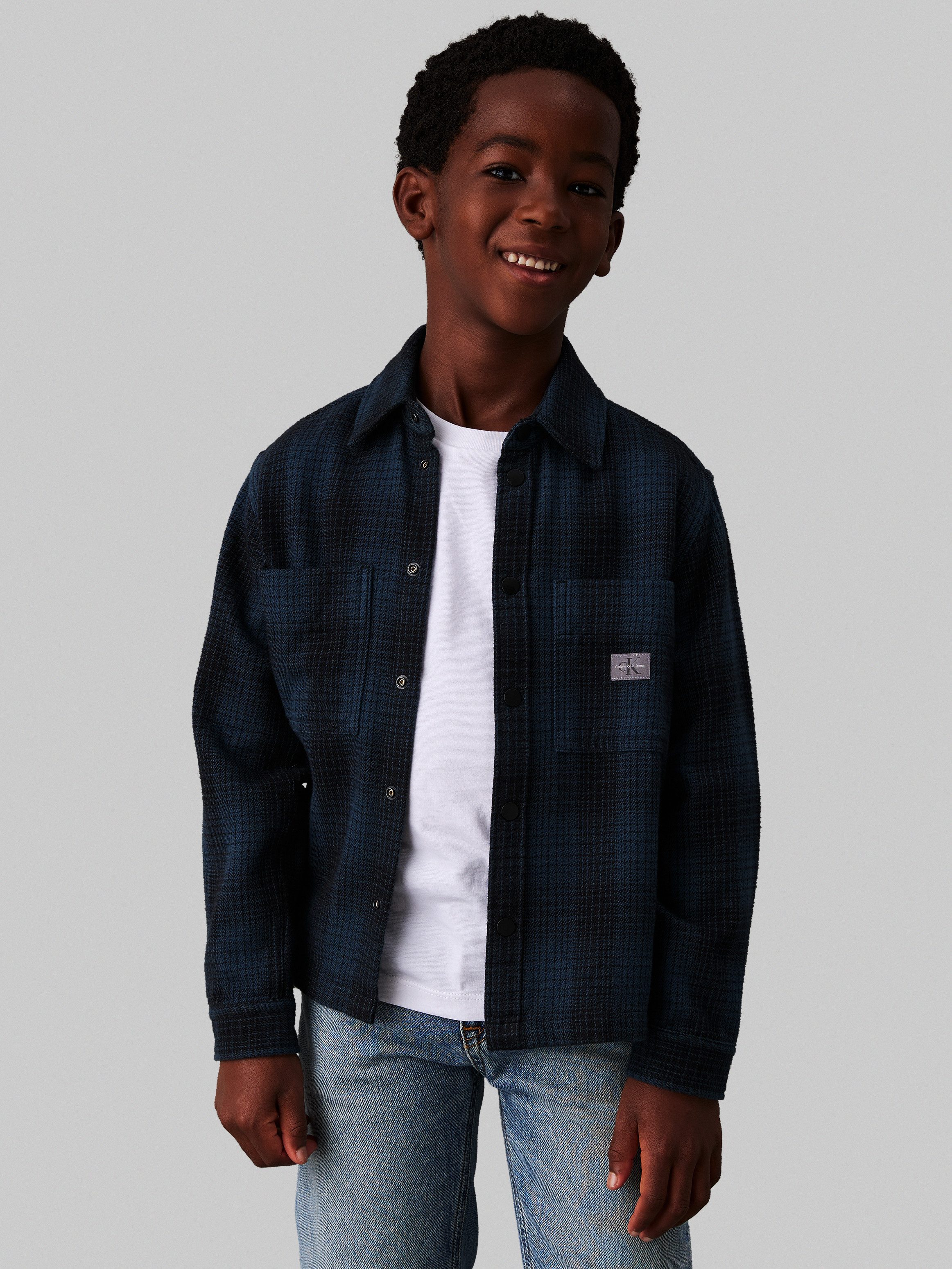 Calvin Klein Overhemd met lange mouwen Textured Checked Shirt voor kinderen tot 16 jaar en met...