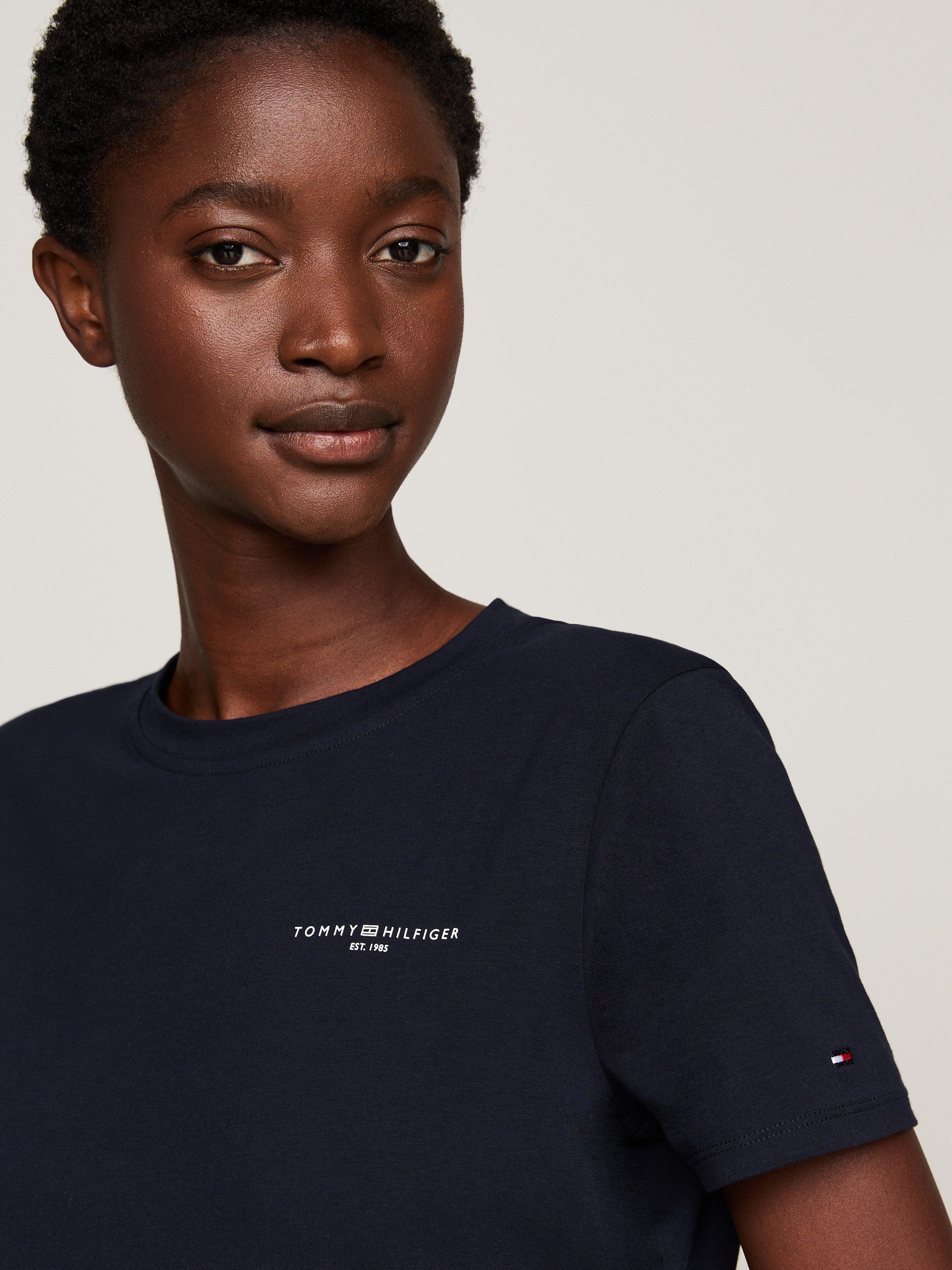 Tommy Hilfiger Shirt met ronde hals 1985 REG MINI CORP LOGO C-NK SS met logo en borduursel