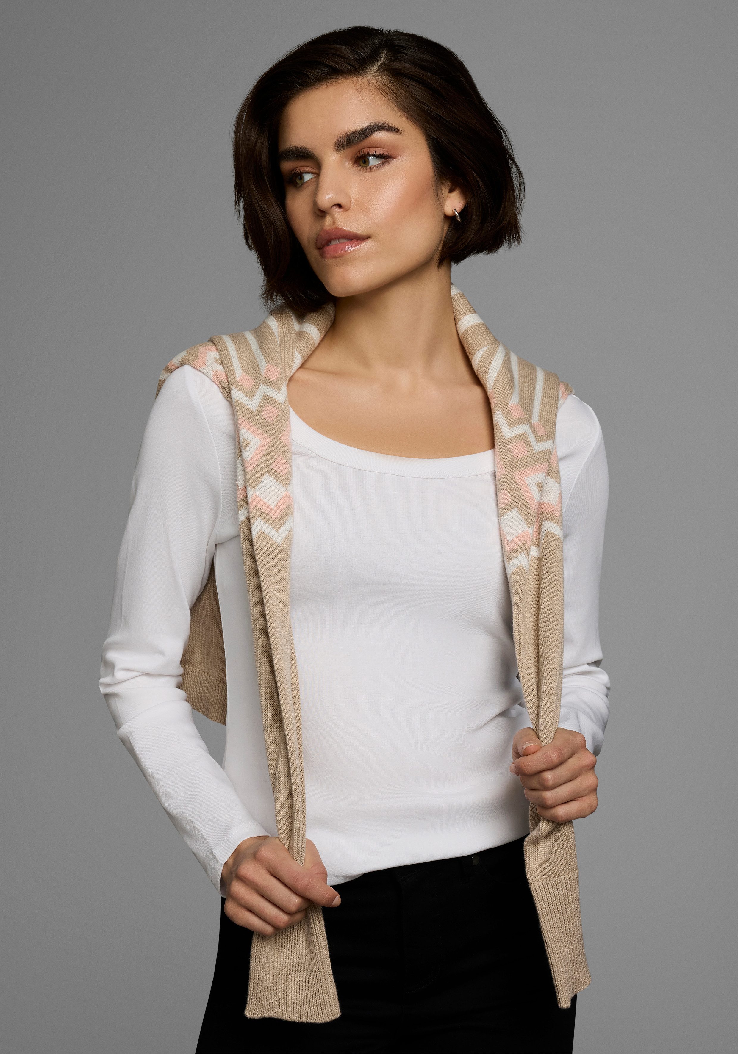 Flashlights Shirt met lange mouwen zeer figuurvolgende snit, ronde hals, van 100% katoen (set, 2-delig)